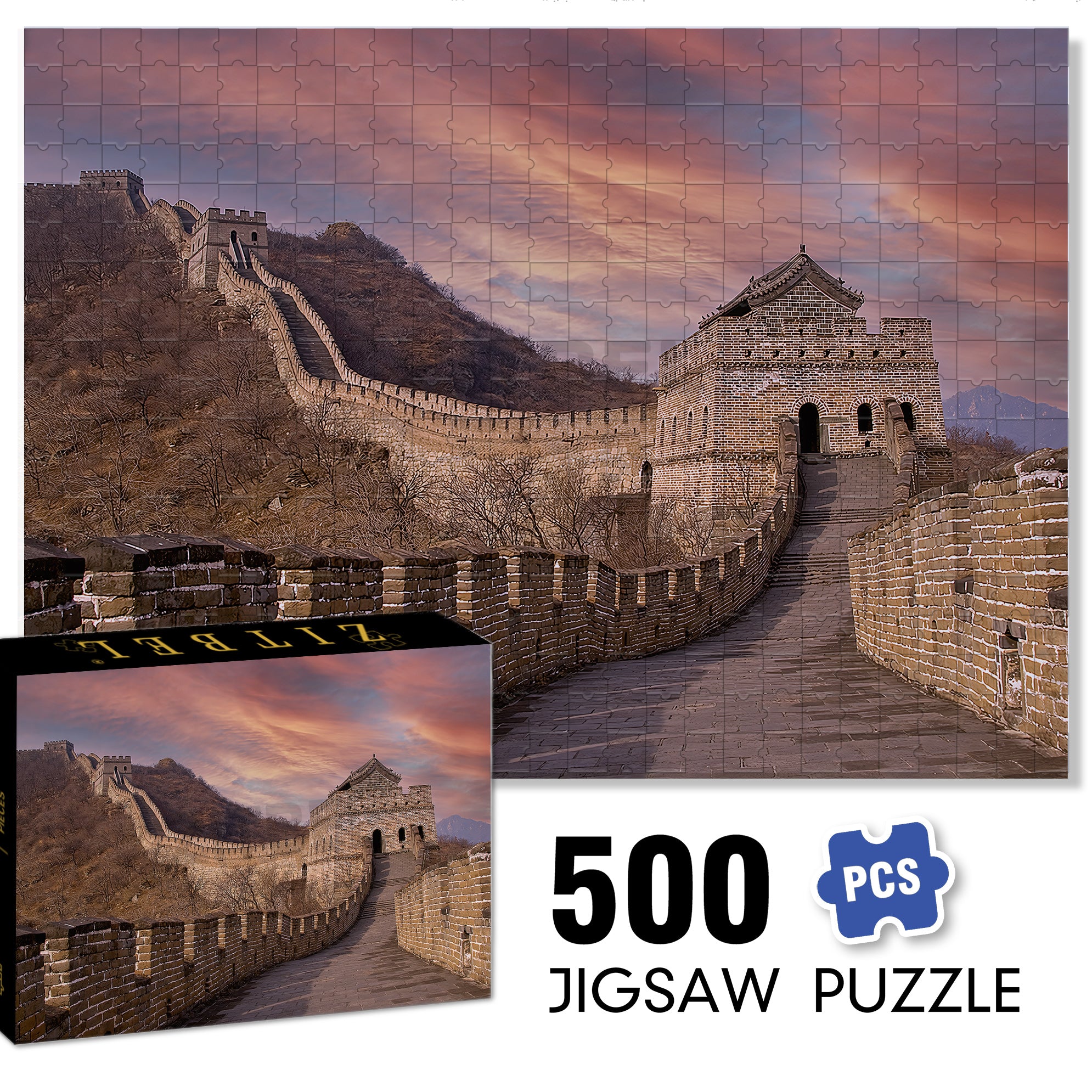 The Great Wall of China 500pcs/1000pcs Jigsaw Puzzle, Scratch-Resistant, Interactive Family Game & Brain-Boosting DIY Decor, Perfect for Halloween, Christmas & New Year Gifts, Family Puzzle Game