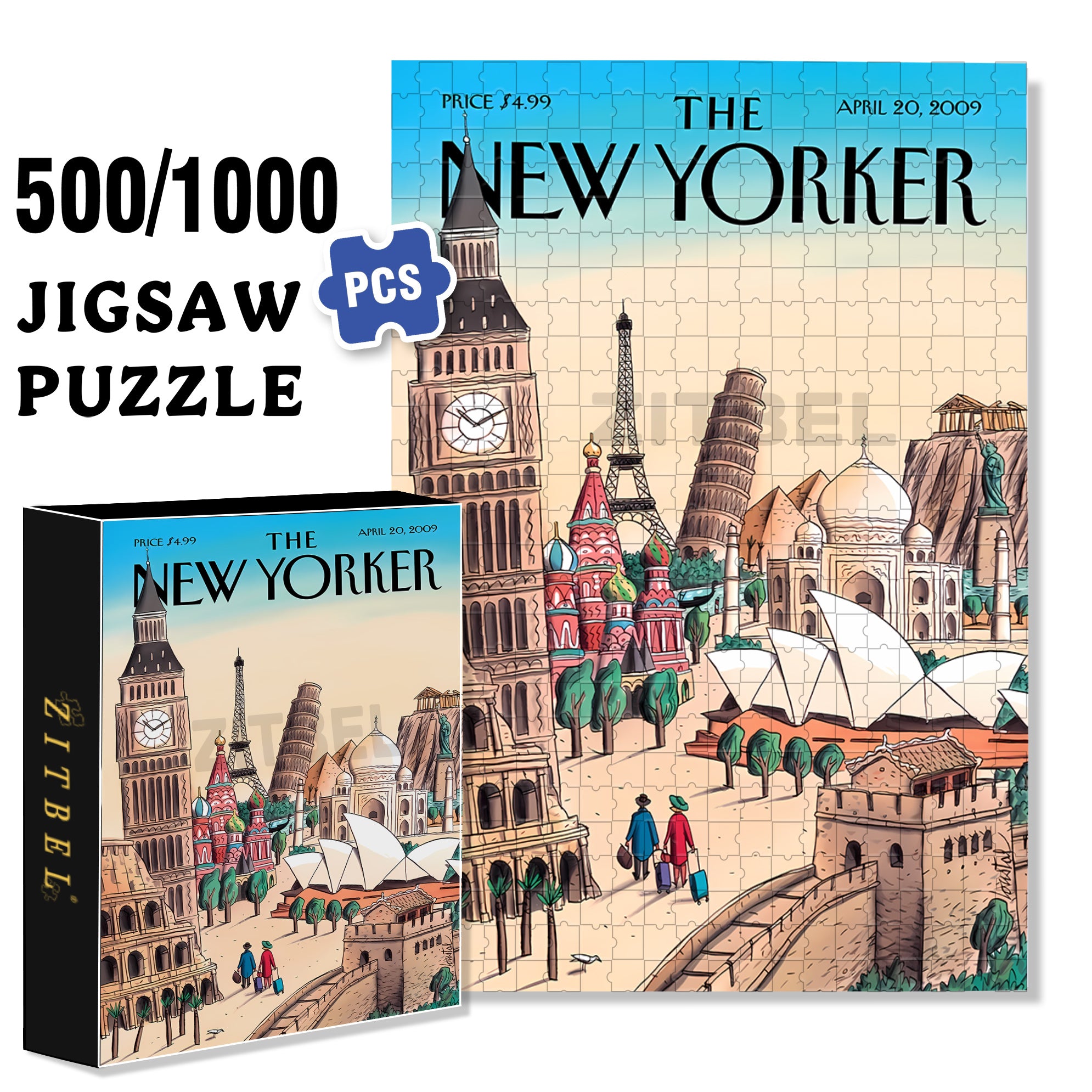 Ultimate Destination 500pcs/1000pcs Jigsaw Puzzle, Scratch-Resistant, Interactive Family Game & Brain-Boosting DIY Decor, Perfect for Halloween, Christmas & New Year Gifts, Family Puzzle Game