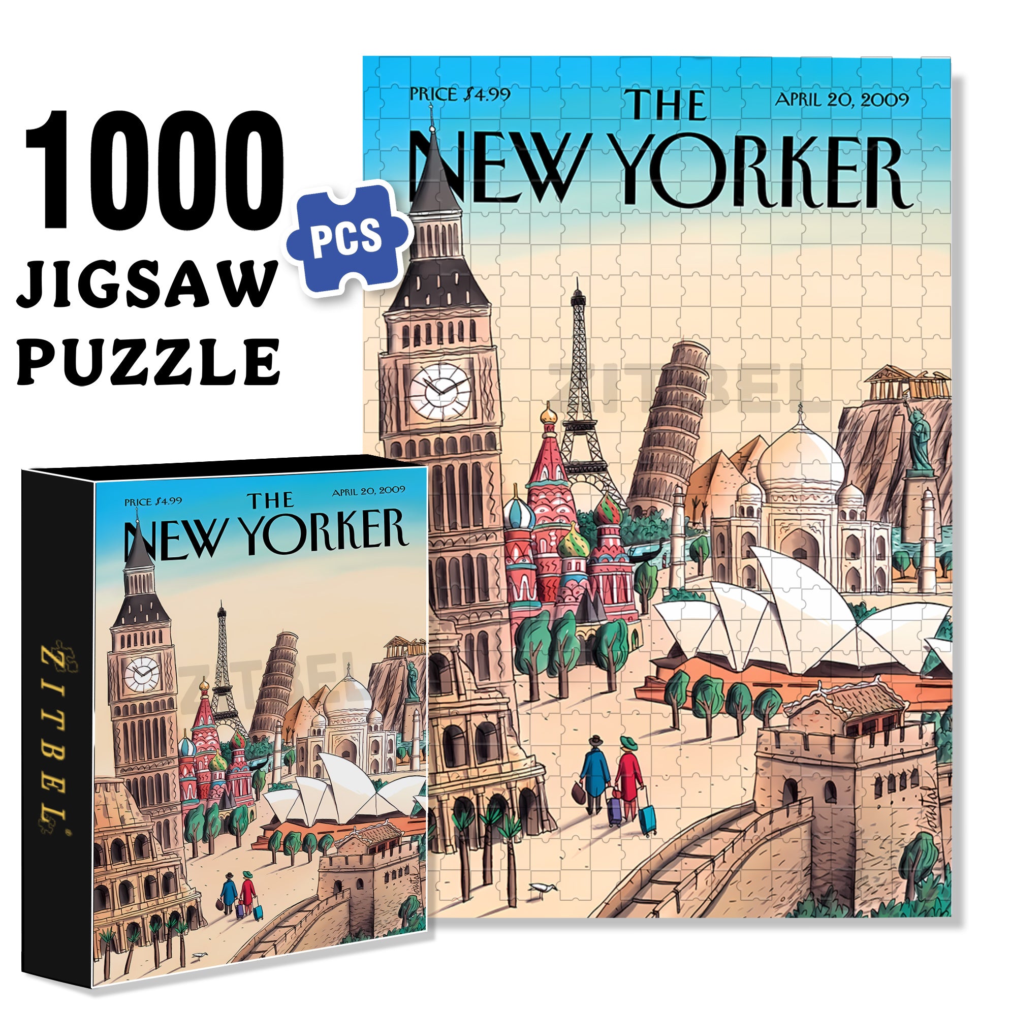Ultimate Destination 500pcs/1000pcs Jigsaw Puzzle, Scratch-Resistant, Interactive Family Game & Brain-Boosting DIY Decor, Perfect for Halloween, Christmas & New Year Gifts, Family Puzzle Game