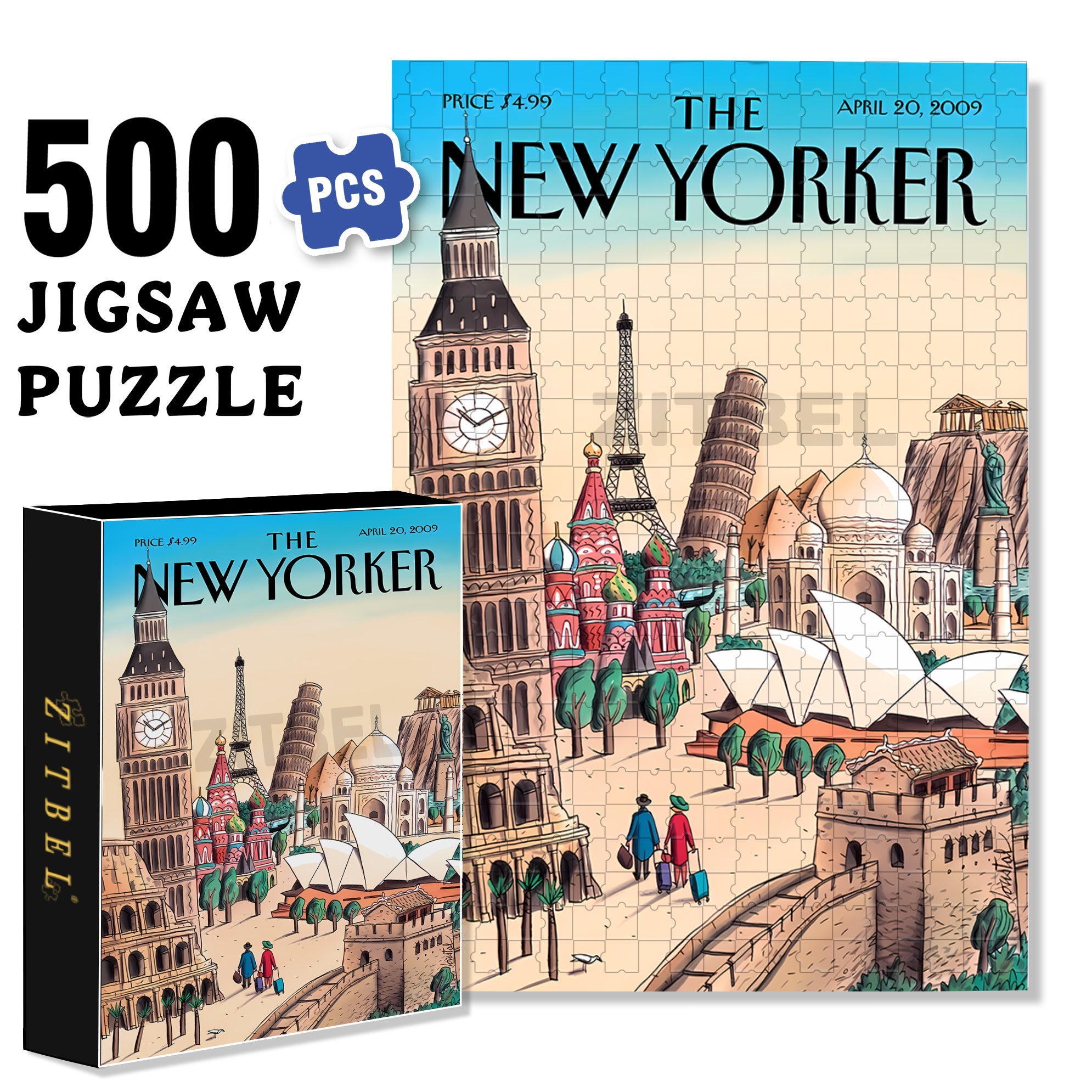 Ultimate Destination 500pcs/1000pcs Jigsaw Puzzle, Scratch-Resistant, Interactive Family Game & Brain-Boosting DIY Decor, Perfect for Halloween, Christmas & New Year Gifts, Family Puzzle Game