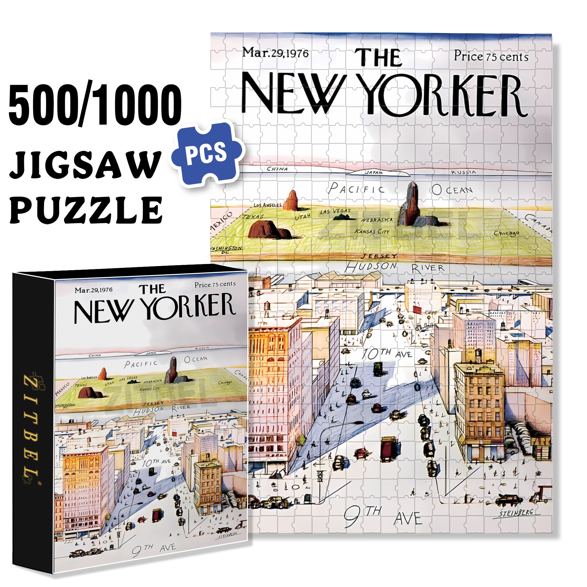 View of the World 500pcs/1000pcs Jigsaw Puzzle, Scratch-Resistant, Interactive Family Game & Brain-Boosting DIY Decor, Perfect for Halloween, Christmas & New Year Gifts, Family Puzzle Game