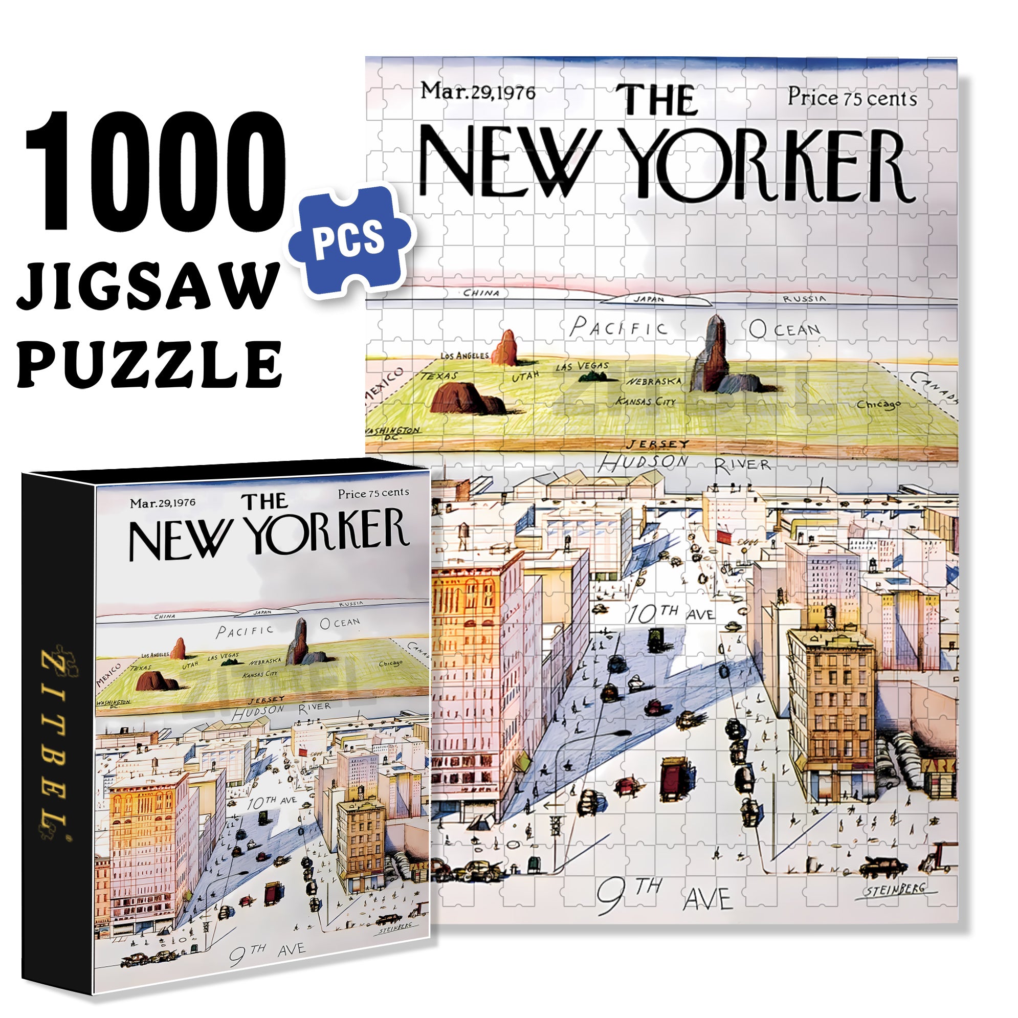 View of the World 500pcs/1000pcs Jigsaw Puzzle, Scratch-Resistant, Interactive Family Game & Brain-Boosting DIY Decor, Perfect for Halloween, Christmas & New Year Gifts, Family Puzzle Game