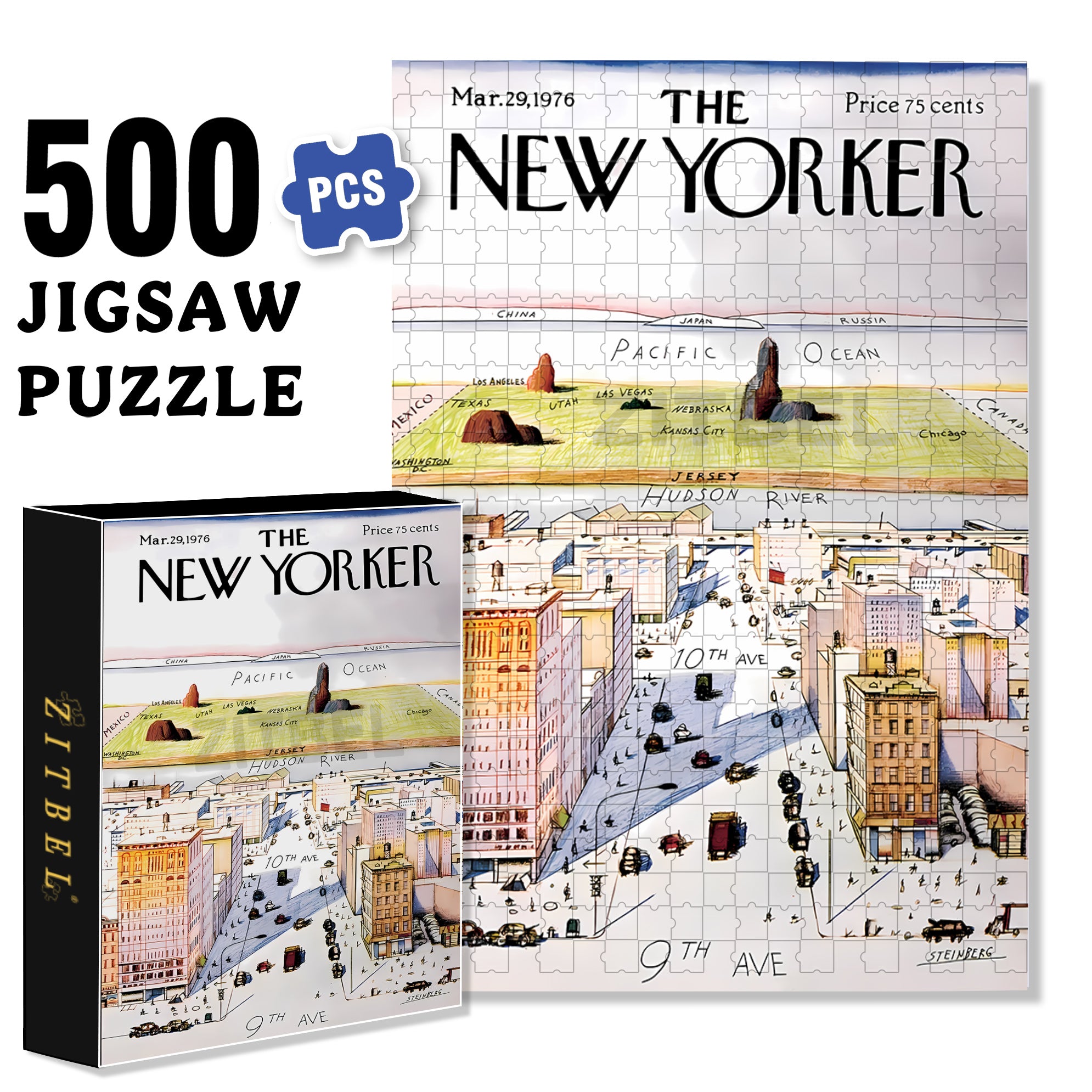View of the World 500pcs/1000pcs Jigsaw Puzzle, Scratch-Resistant, Interactive Family Game & Brain-Boosting DIY Decor, Perfect for Halloween, Christmas & New Year Gifts, Family Puzzle Game