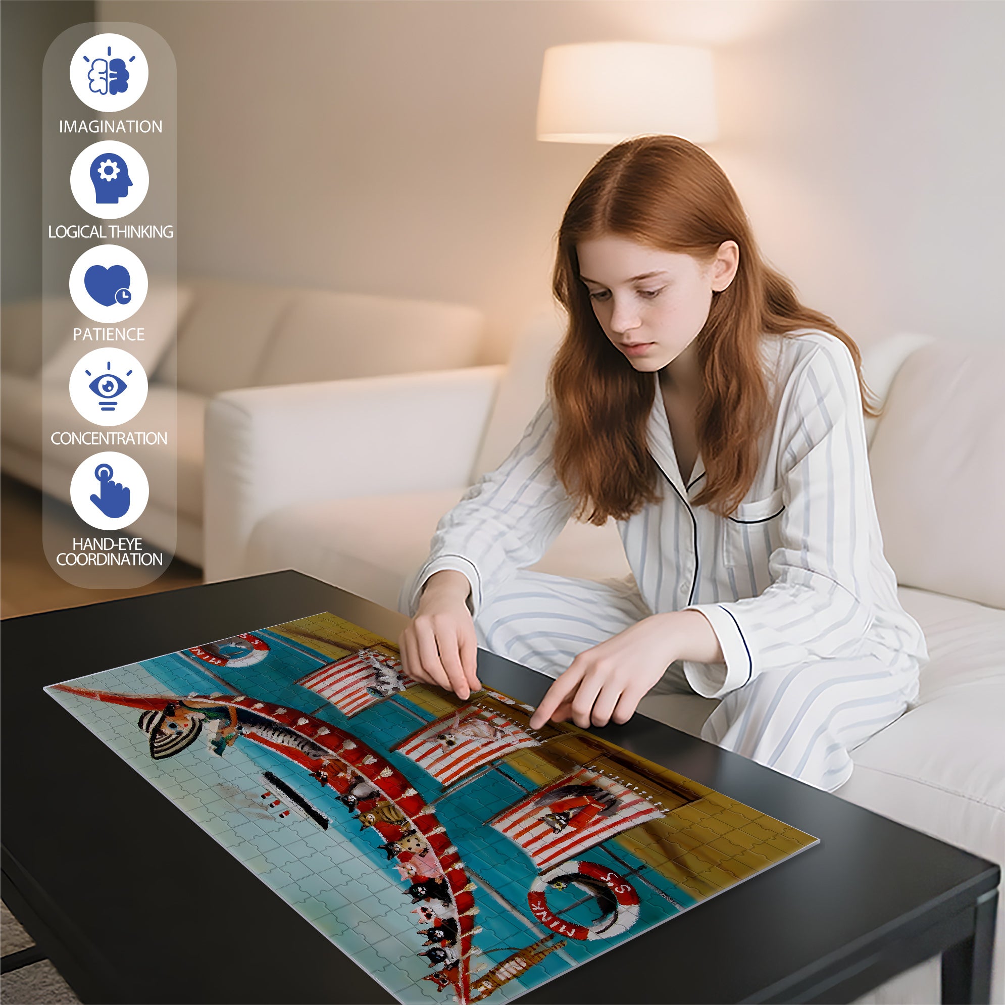 All Paws on Deck 500pcs/1000pcs Jigsaw Puzzle, Scratch-Resistant, Interactive Family Game & Brain-Boosting DIY Decor, Perfect for Halloween, Christmas & New Year Gifts, Family Puzzle Game