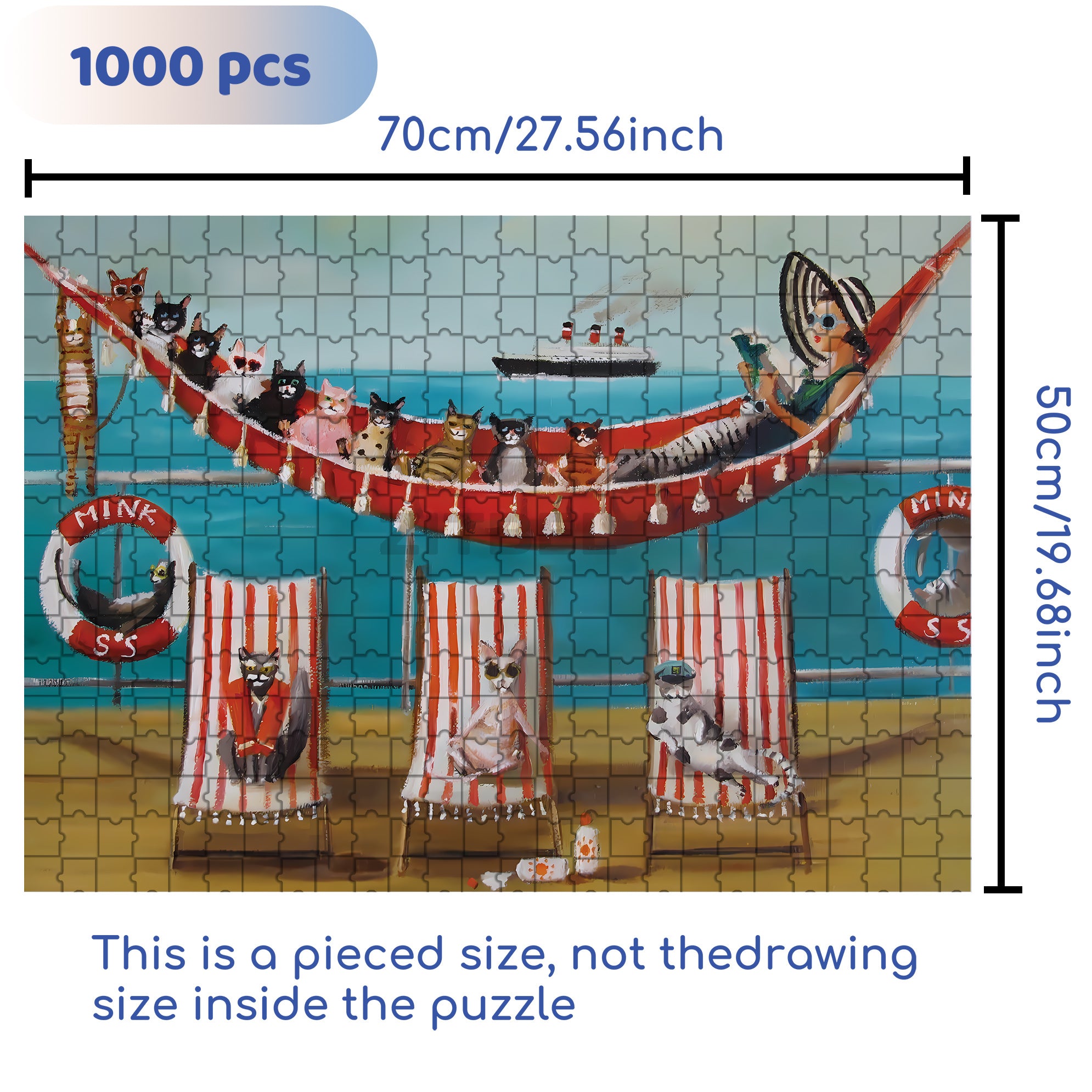 All Paws on Deck 500pcs/1000pcs Jigsaw Puzzle, Scratch-Resistant, Interactive Family Game & Brain-Boosting DIY Decor, Perfect for Halloween, Christmas & New Year Gifts, Family Puzzle Game