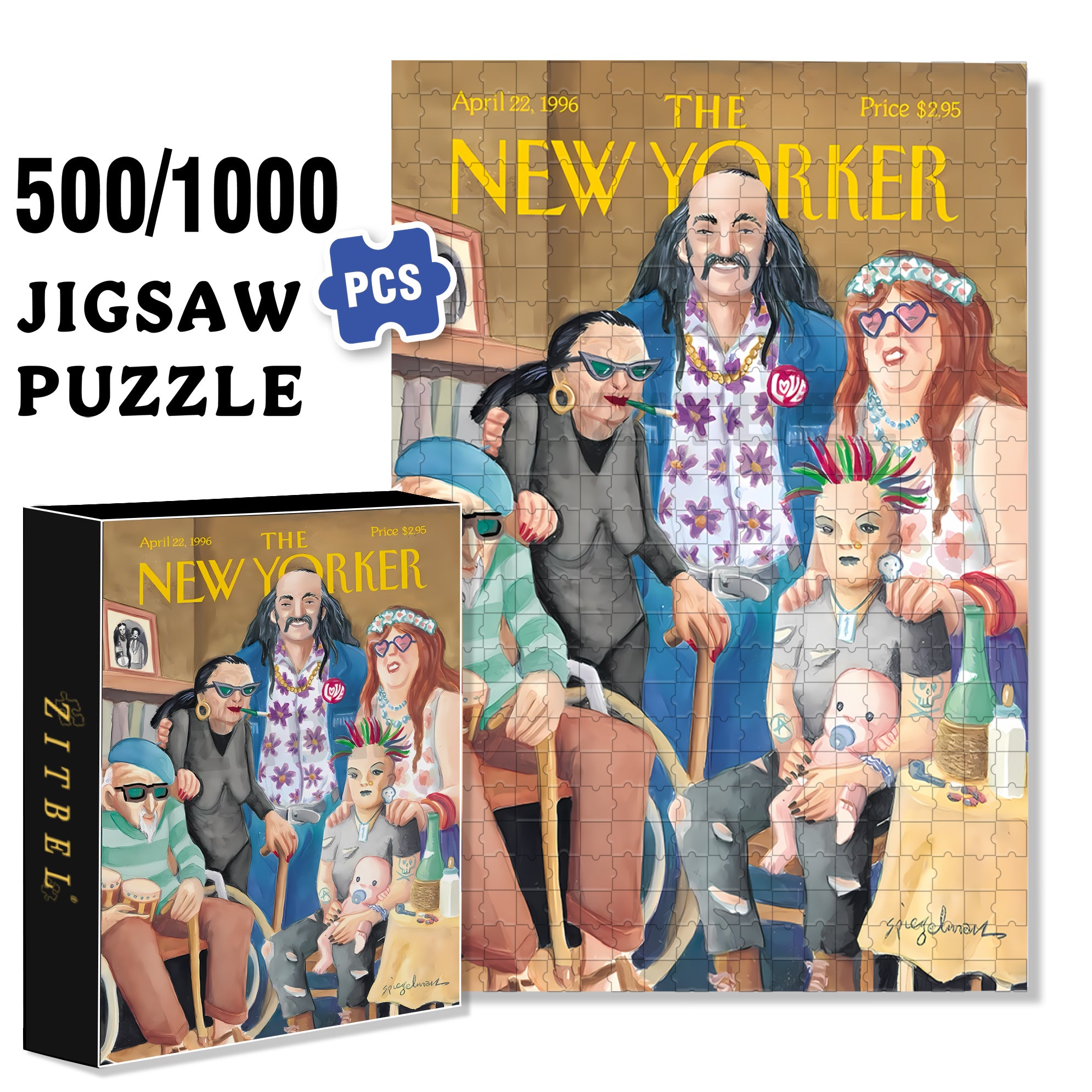 Avant-garde Family 500pcs/1000pcs Jigsaw Puzzle, Scratch-Resistant, Interactive Family Game & Brain-Boosting DIY Decor, Perfect for Halloween, Christmas & New Year Gifts, Family Puzzle Game