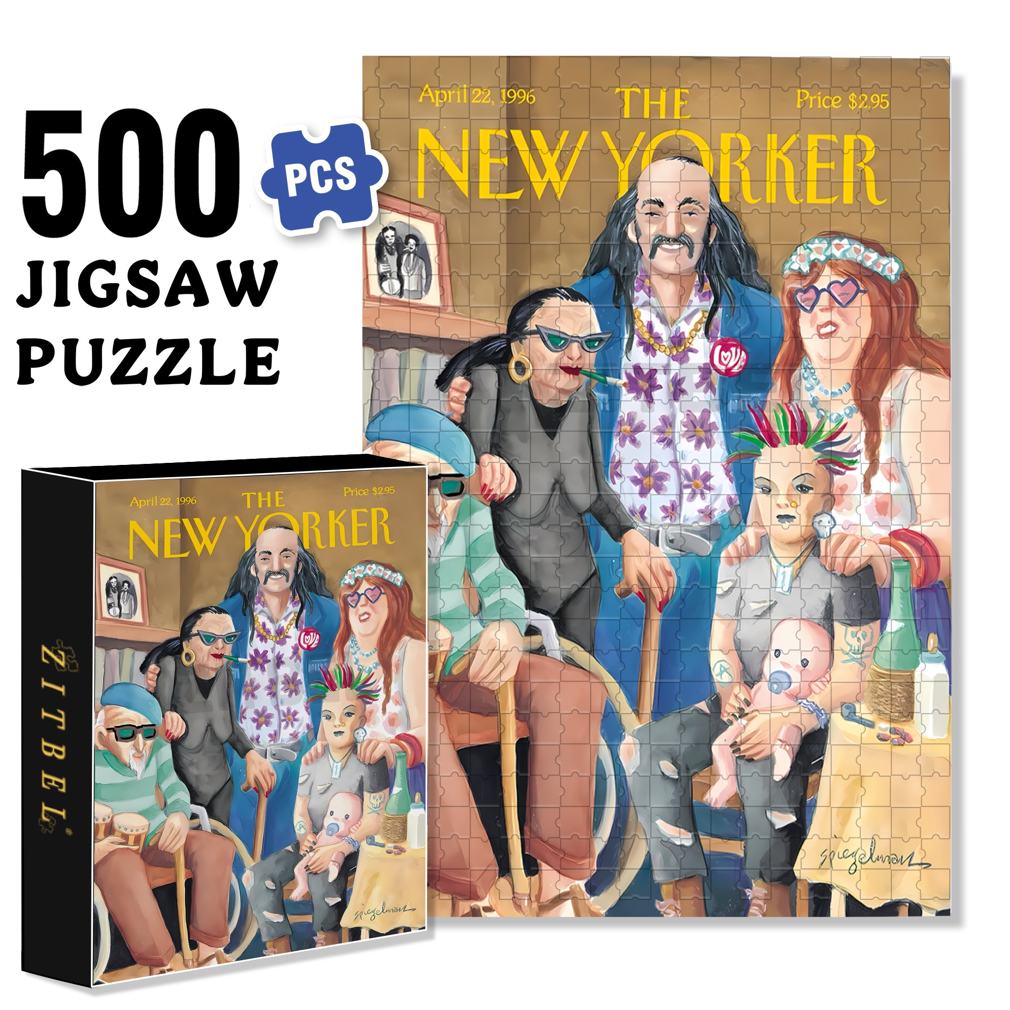 Avant-garde Family 500pcs/1000pcs Jigsaw Puzzle, Scratch-Resistant, Interactive Family Game & Brain-Boosting DIY Decor, Perfect for Halloween, Christmas & New Year Gifts, Family Puzzle Game