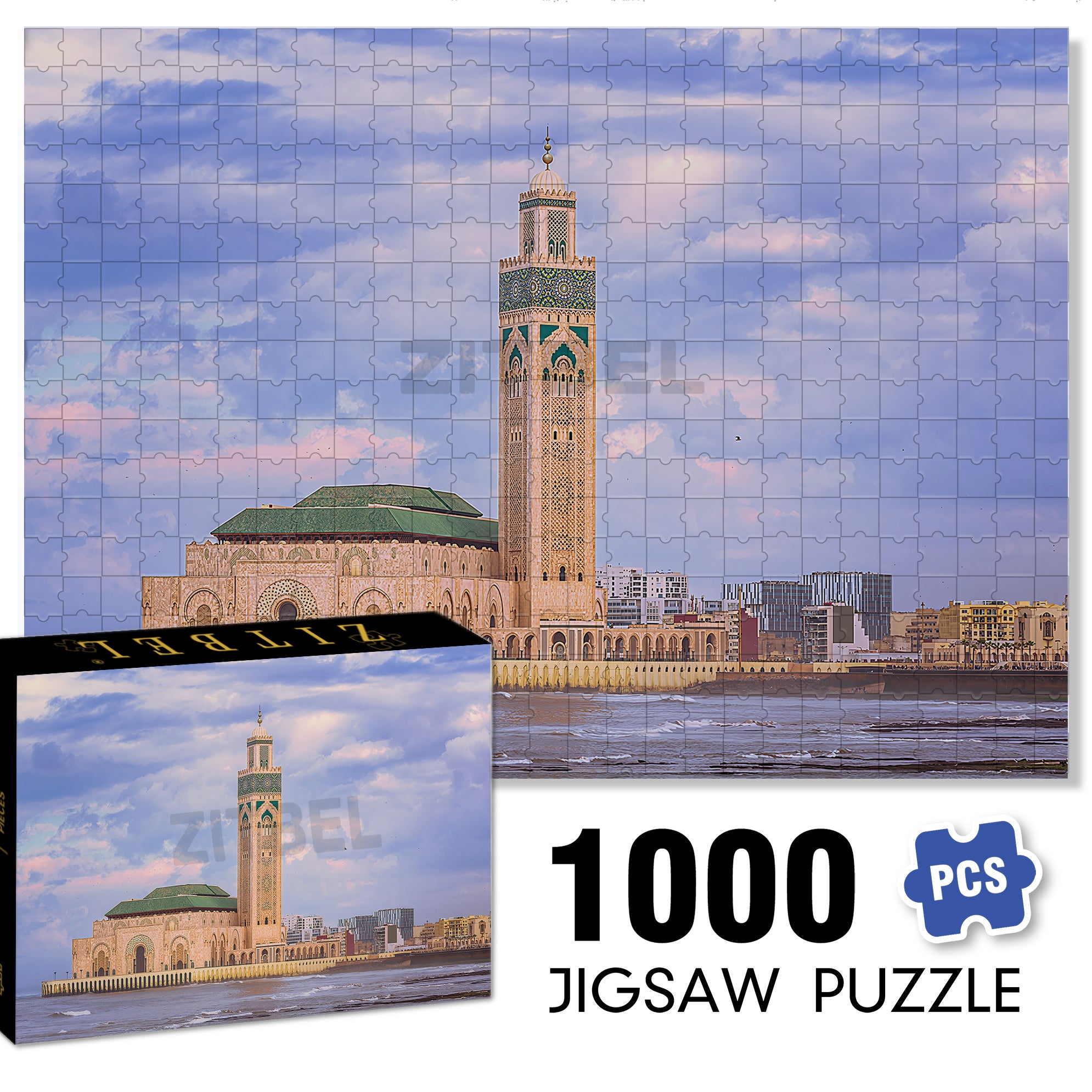 Casablanca, Morocco 500pcs/1000pcs Jigsaw Puzzle, Scratch-Resistant, Interactive Family Game & Brain-Boosting DIY Decor, Perfect for Halloween, Christmas & New Year Gifts, Family Puzzle Game
