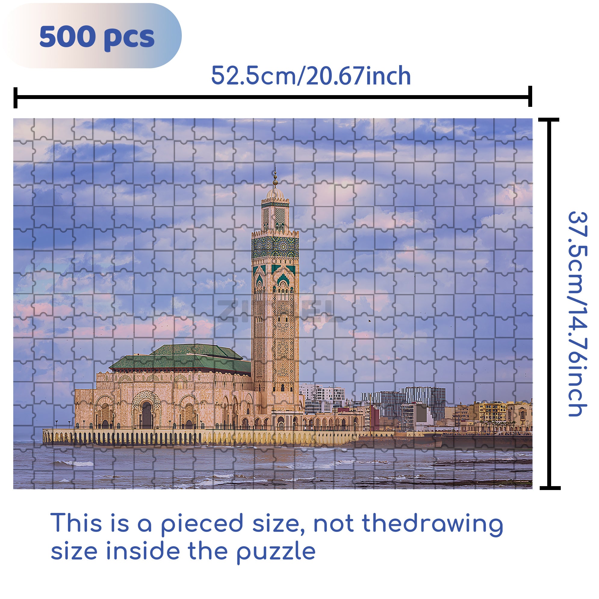 Casablanca, Morocco 500pcs/1000pcs Jigsaw Puzzle, Scratch-Resistant, Interactive Family Game & Brain-Boosting DIY Decor, Perfect for Halloween, Christmas & New Year Gifts, Family Puzzle Game