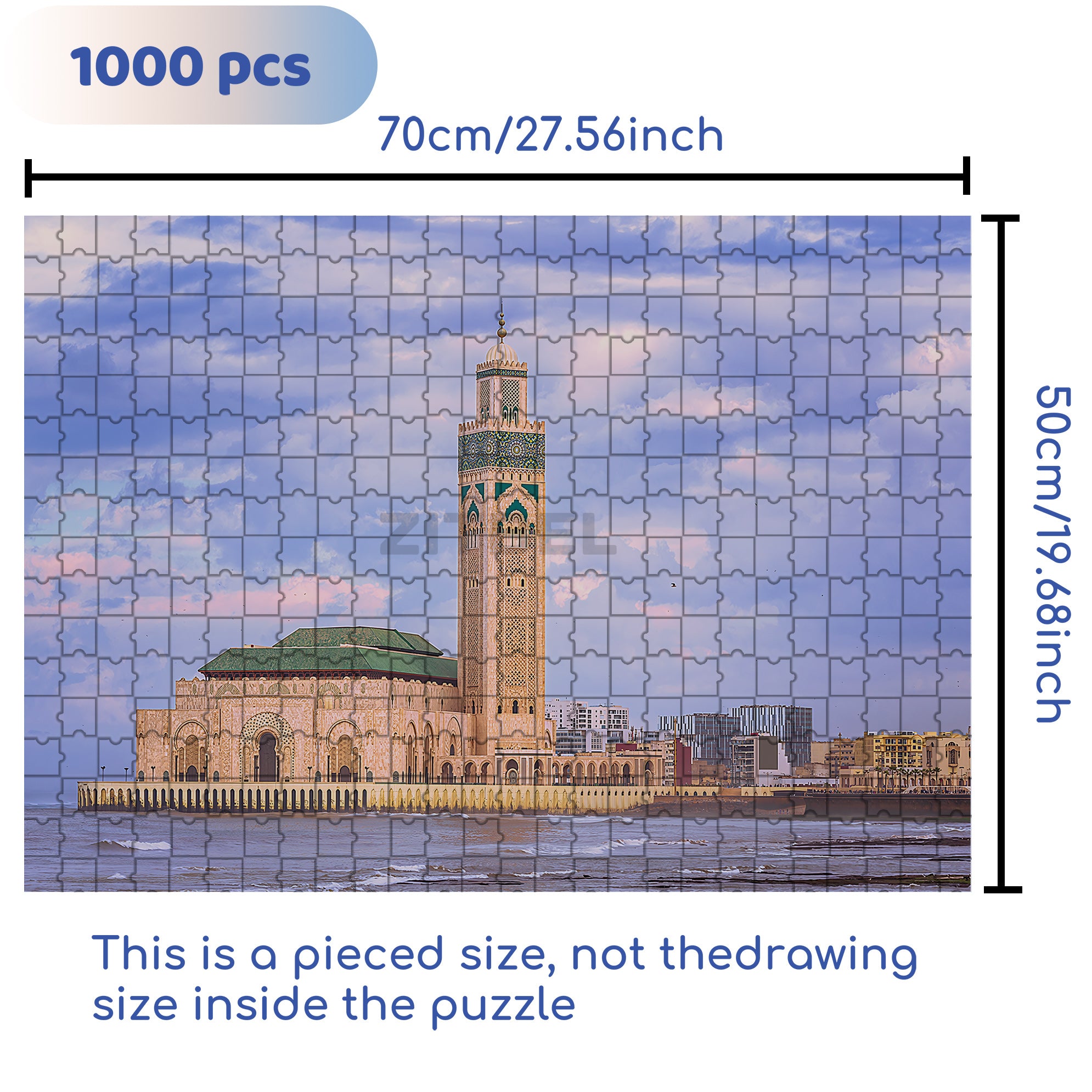 Casablanca, Morocco 500pcs/1000pcs Jigsaw Puzzle, Scratch-Resistant, Interactive Family Game & Brain-Boosting DIY Decor, Perfect for Halloween, Christmas & New Year Gifts, Family Puzzle Game