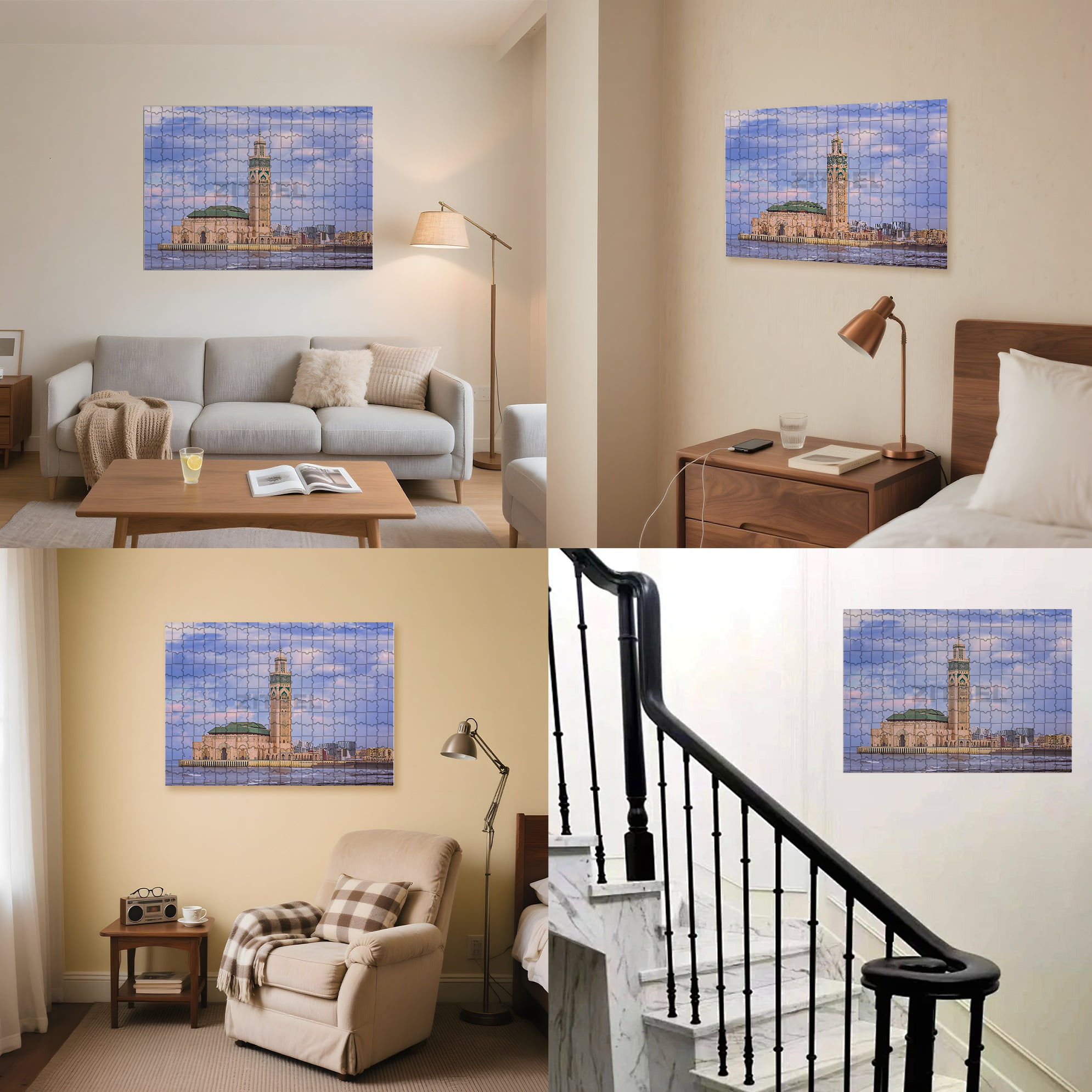 Casablanca, Morocco 500pcs/1000pcs Jigsaw Puzzle, Scratch-Resistant, Interactive Family Game & Brain-Boosting DIY Decor, Perfect for Halloween, Christmas & New Year Gifts, Family Puzzle Game
