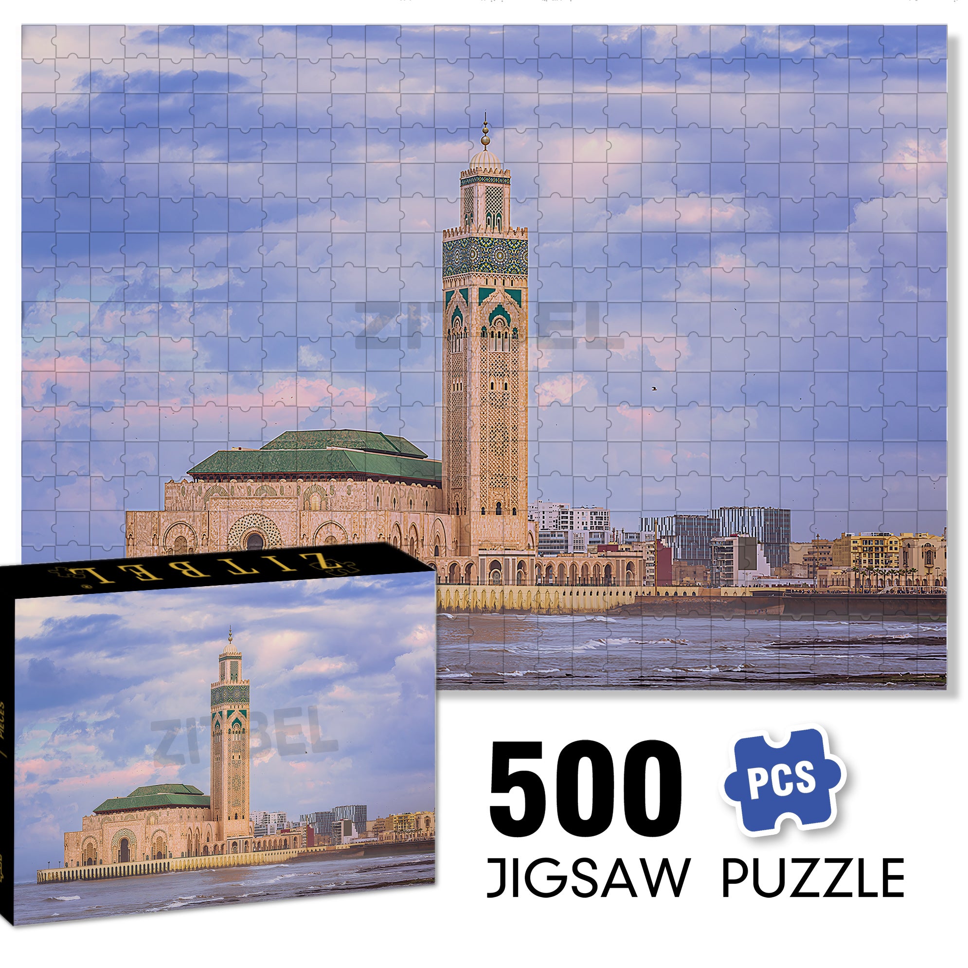 Casablanca, Morocco 500pcs/1000pcs Jigsaw Puzzle, Scratch-Resistant, Interactive Family Game & Brain-Boosting DIY Decor, Perfect for Halloween, Christmas & New Year Gifts, Family Puzzle Game