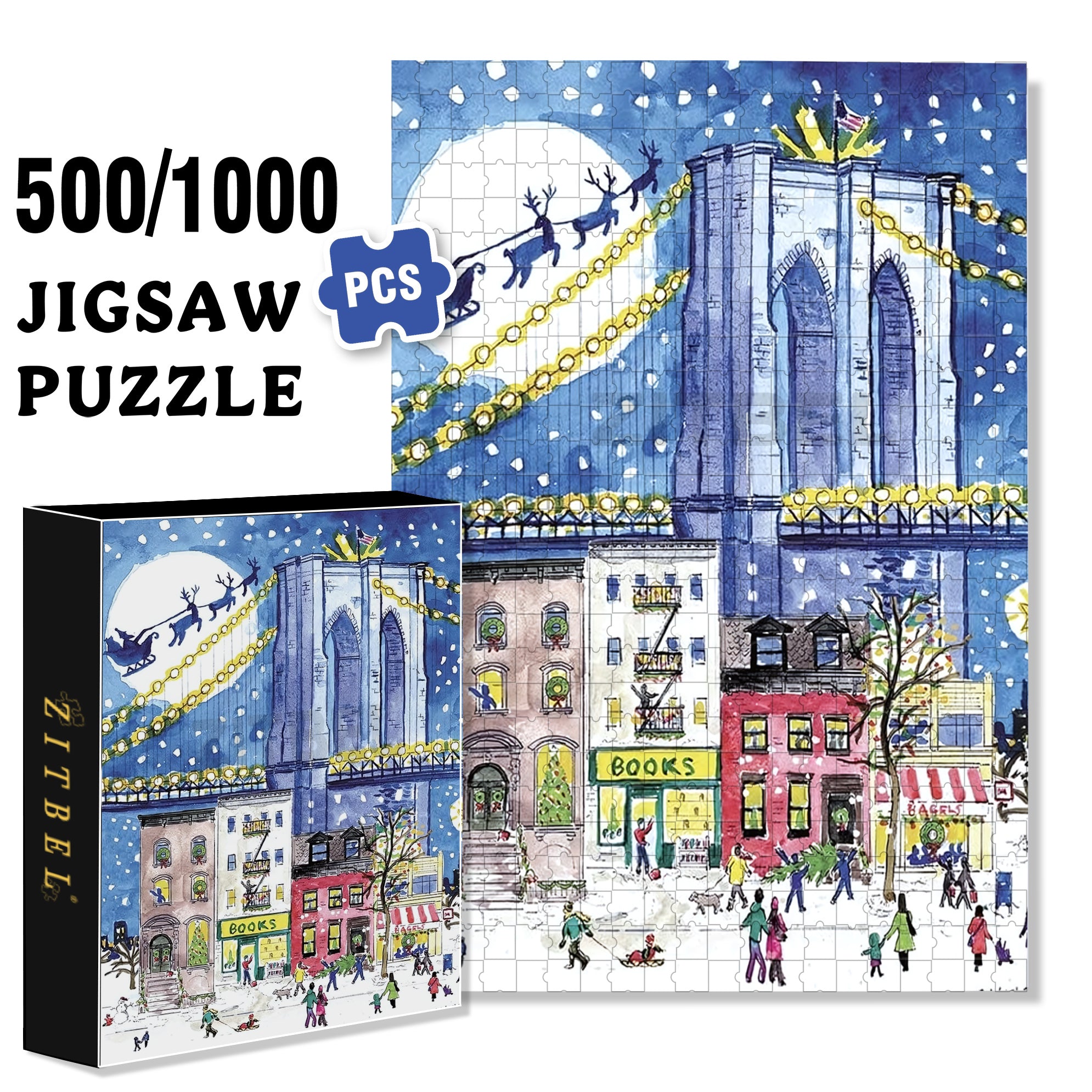 Christmas Spectacular 500pcs/1000pcs Jigsaw Puzzle, Scratch-Resistant, Interactive Family Game & Brain-Boosting DIY Decor, Perfect for Halloween, Christmas & New Year Gifts, Family Puzzle Game