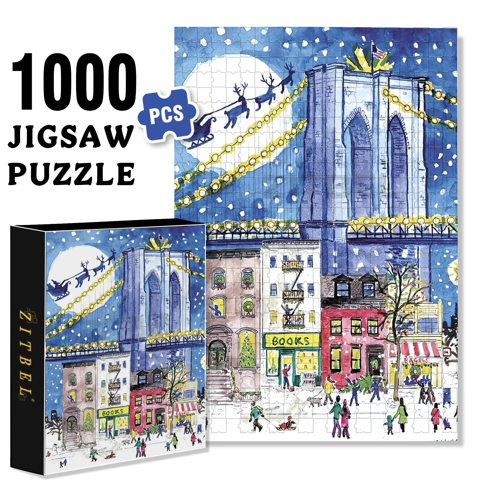 Christmas Spectacular 500pcs/1000pcs Jigsaw Puzzle, Scratch-Resistant, Interactive Family Game & Brain-Boosting DIY Decor, Perfect for Halloween, Christmas & New Year Gifts, Family Puzzle Game