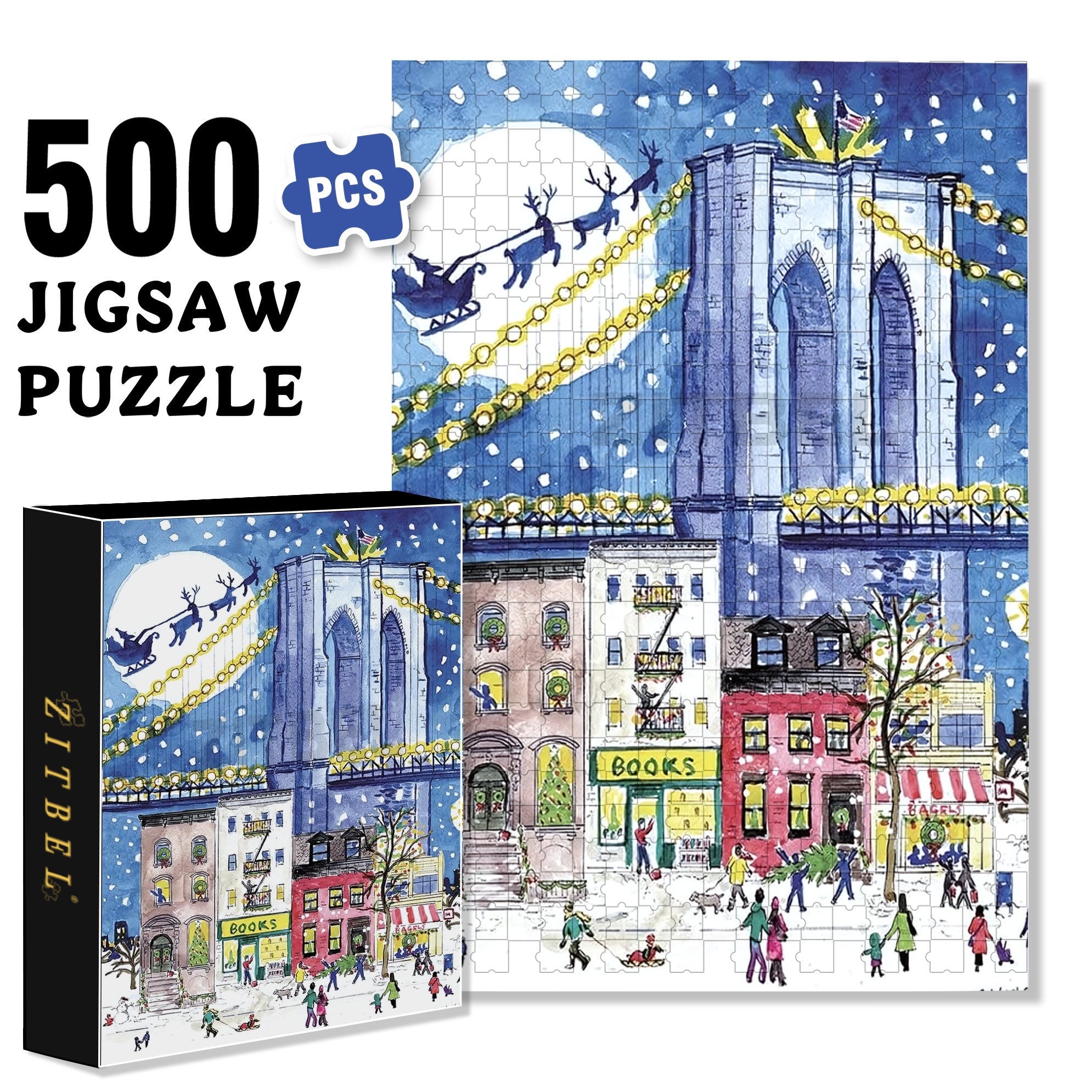 Christmas Spectacular 500pcs/1000pcs Jigsaw Puzzle, Scratch-Resistant, Interactive Family Game & Brain-Boosting DIY Decor, Perfect for Halloween, Christmas & New Year Gifts, Family Puzzle Game