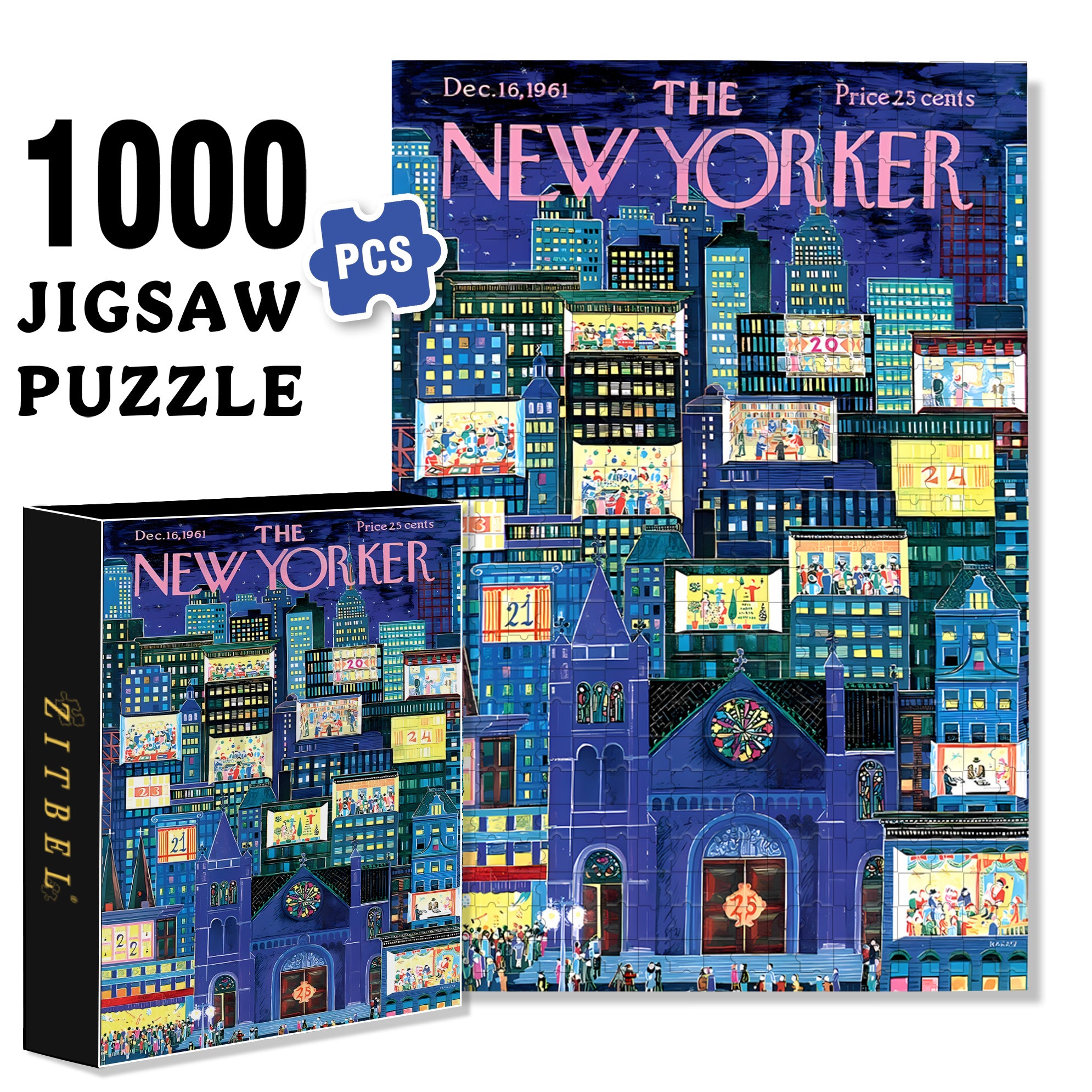 City Advent Calendar 500pcs/1000pcs Jigsaw Puzzle, Scratch-Resistant, Interactive Family Game & Brain-Boosting DIY Decor, Perfect for Halloween, Christmas & New Year Gifts, Family Puzzle Game