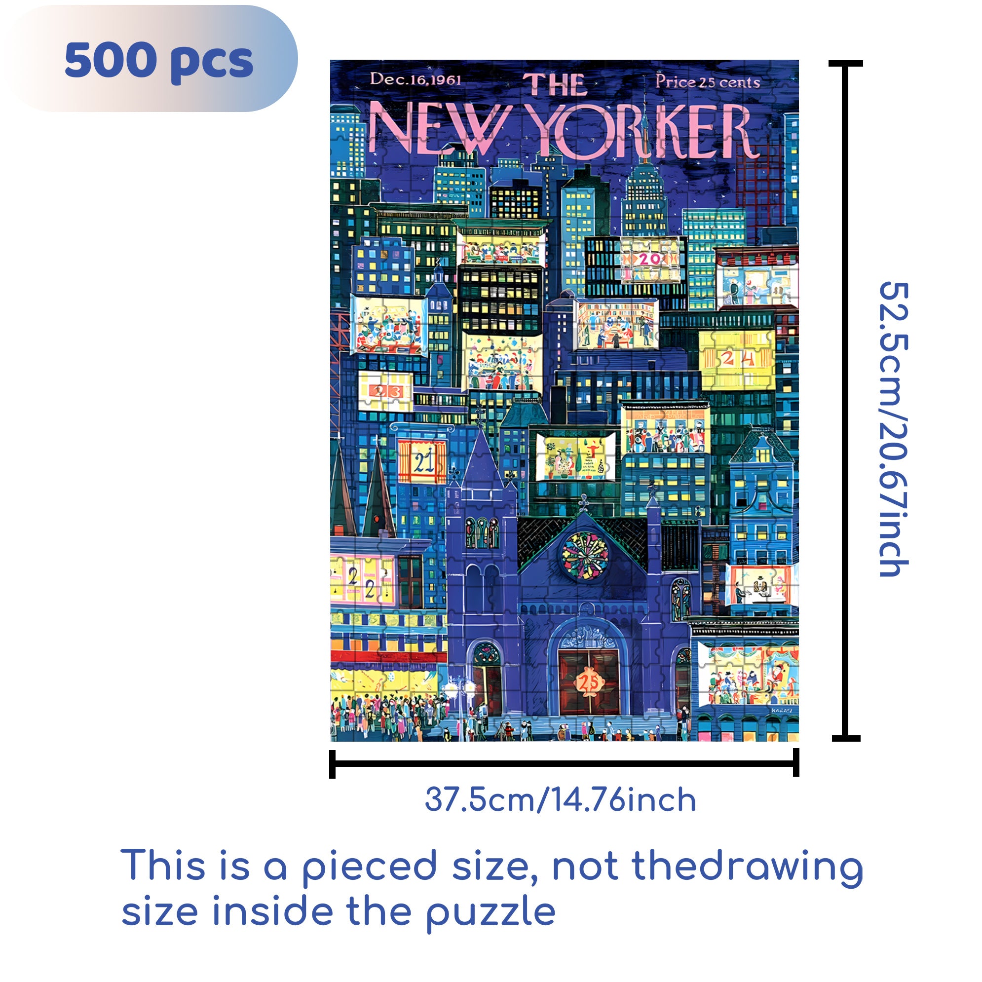City Advent Calendar 500pcs/1000pcs Jigsaw Puzzle, Scratch-Resistant, Interactive Family Game & Brain-Boosting DIY Decor, Perfect for Halloween, Christmas & New Year Gifts, Family Puzzle Game