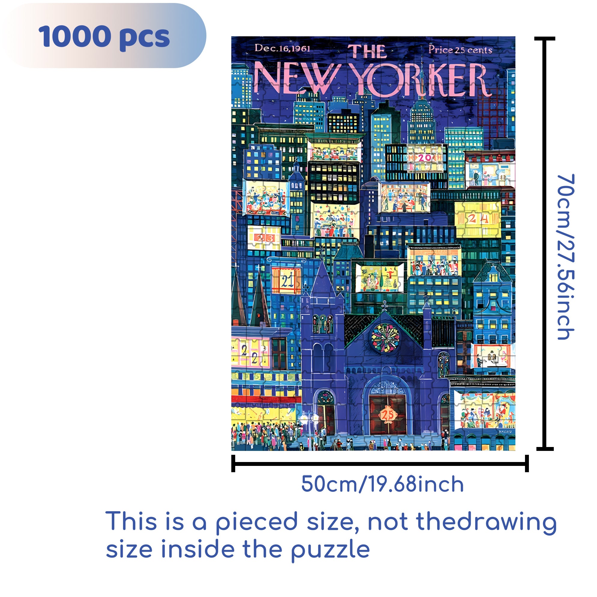 City Advent Calendar 500pcs/1000pcs Jigsaw Puzzle, Scratch-Resistant, Interactive Family Game & Brain-Boosting DIY Decor, Perfect for Halloween, Christmas & New Year Gifts, Family Puzzle Game