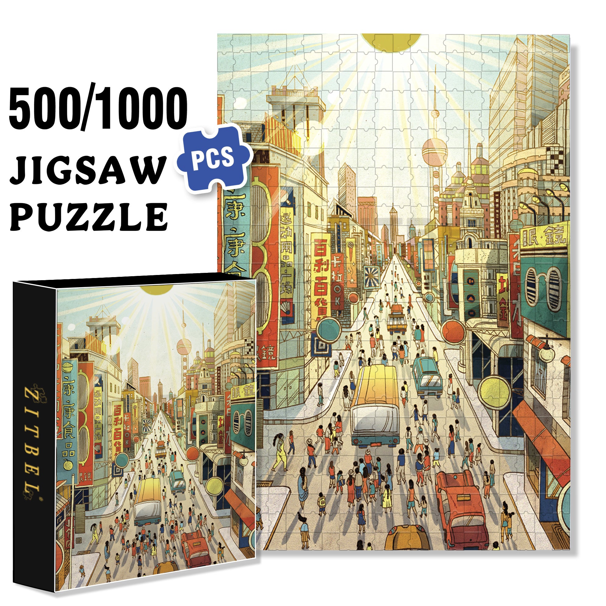 City Prayer 500pcs/1000pcs Jigsaw Puzzle, Scratch-Resistant, Interactive Family Game & Brain-Boosting DIY Decor, Perfect for Halloween, Christmas & New Year Gifts, Family Puzzle Game