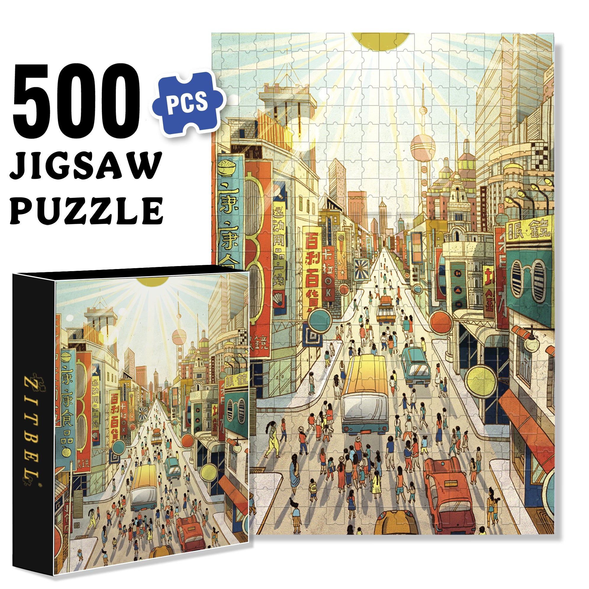 City Prayer 500pcs/1000pcs Jigsaw Puzzle, Scratch-Resistant, Interactive Family Game & Brain-Boosting DIY Decor, Perfect for Halloween, Christmas & New Year Gifts, Family Puzzle Game