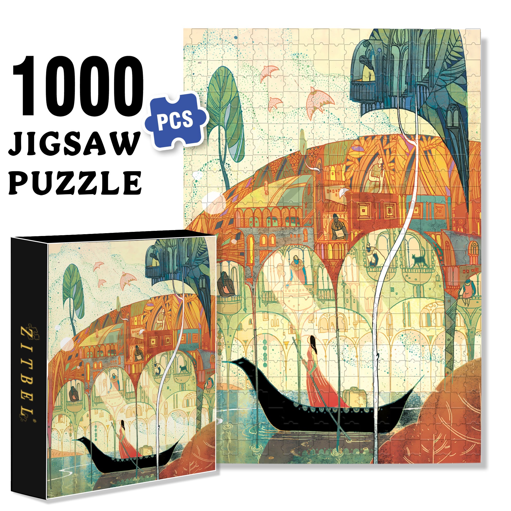 Crossing Borders 500pcs/1000pcs Jigsaw Puzzle, Scratch-Resistant, Interactive Family Game & Brain-Boosting DIY Decor, Perfect for Halloween, Christmas & New Year Gifts, Family Puzzle Game