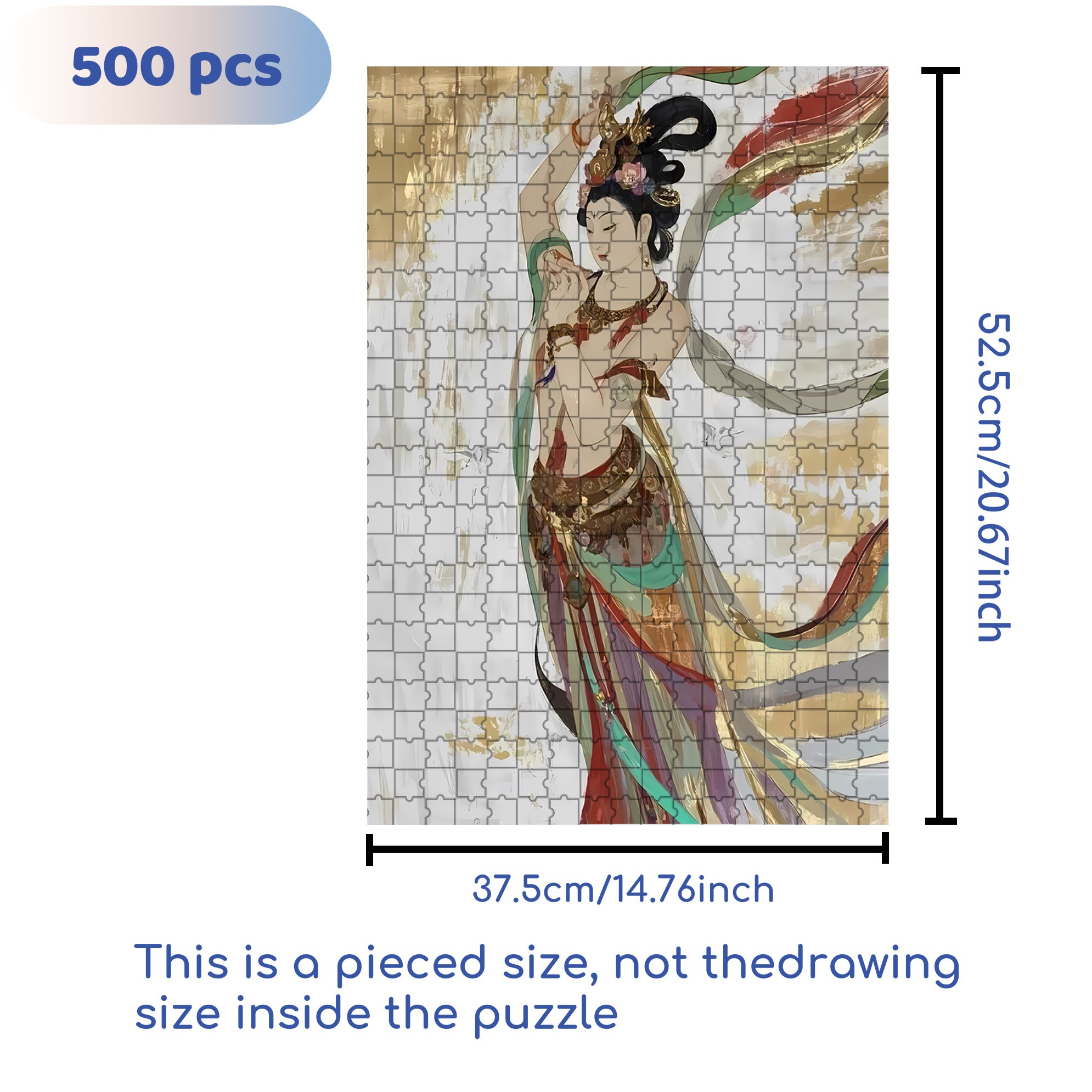 Dunhuang Murals 500pcs/1000pcs Jigsaw Puzzle, Scratch-Resistant, Interactive Family Game & Brain-Boosting DIY Decor, Perfect for Halloween, Christmas & New Year Gifts, Family Puzzle Game