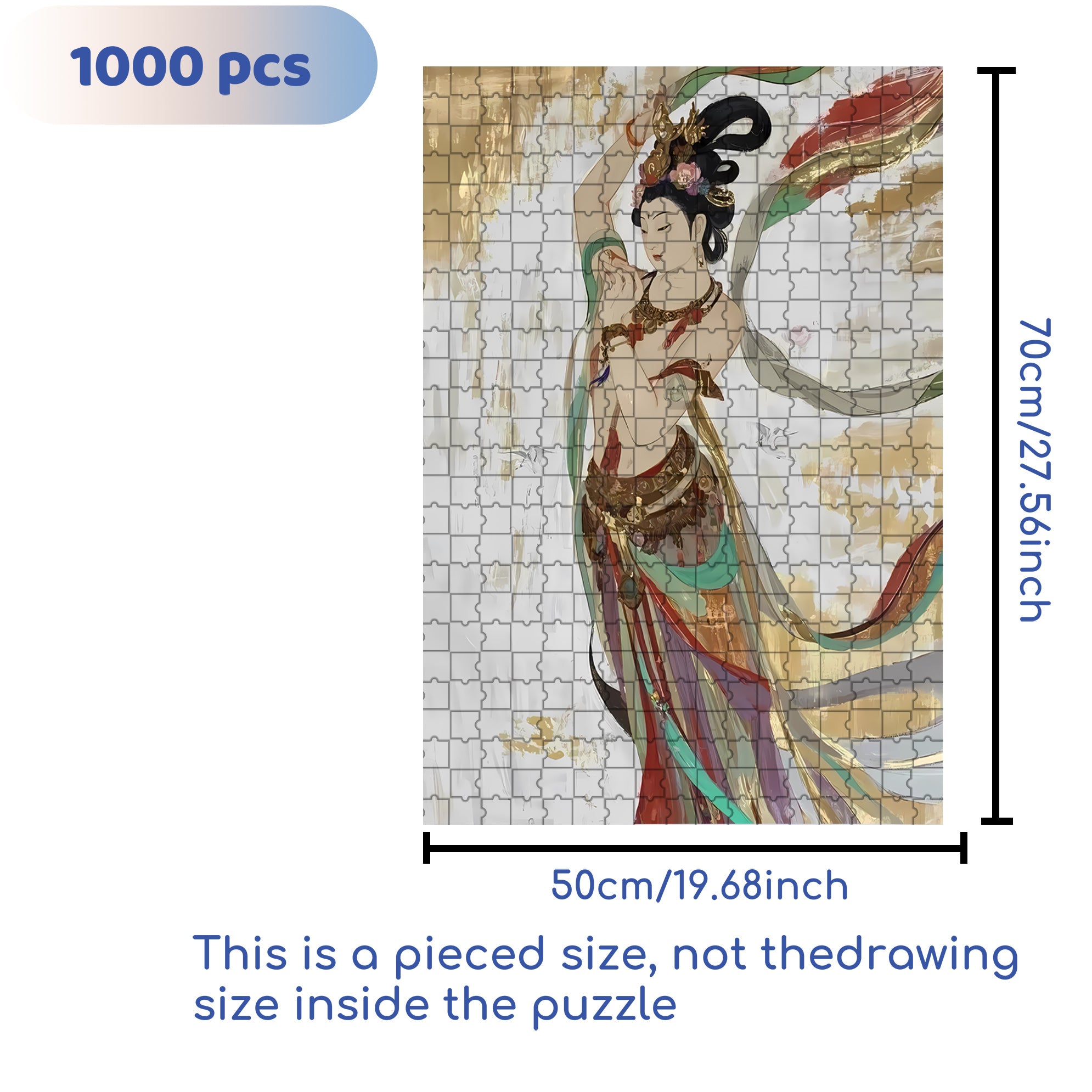 Dunhuang Murals 500pcs/1000pcs Jigsaw Puzzle, Scratch-Resistant, Interactive Family Game & Brain-Boosting DIY Decor, Perfect for Halloween, Christmas & New Year Gifts, Family Puzzle Game