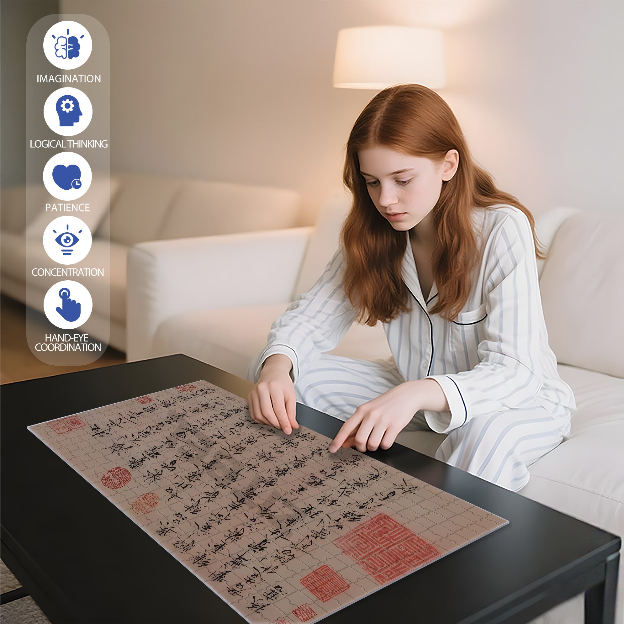 Emperor Huizong of Song 500pcs/1000pcs Jigsaw Puzzle, Scratch-Resistant, Interactive Family Game & Brain-Boosting DIY Decor, Perfect for Halloween, Christmas & New Year Gifts, Family Puzzle Game