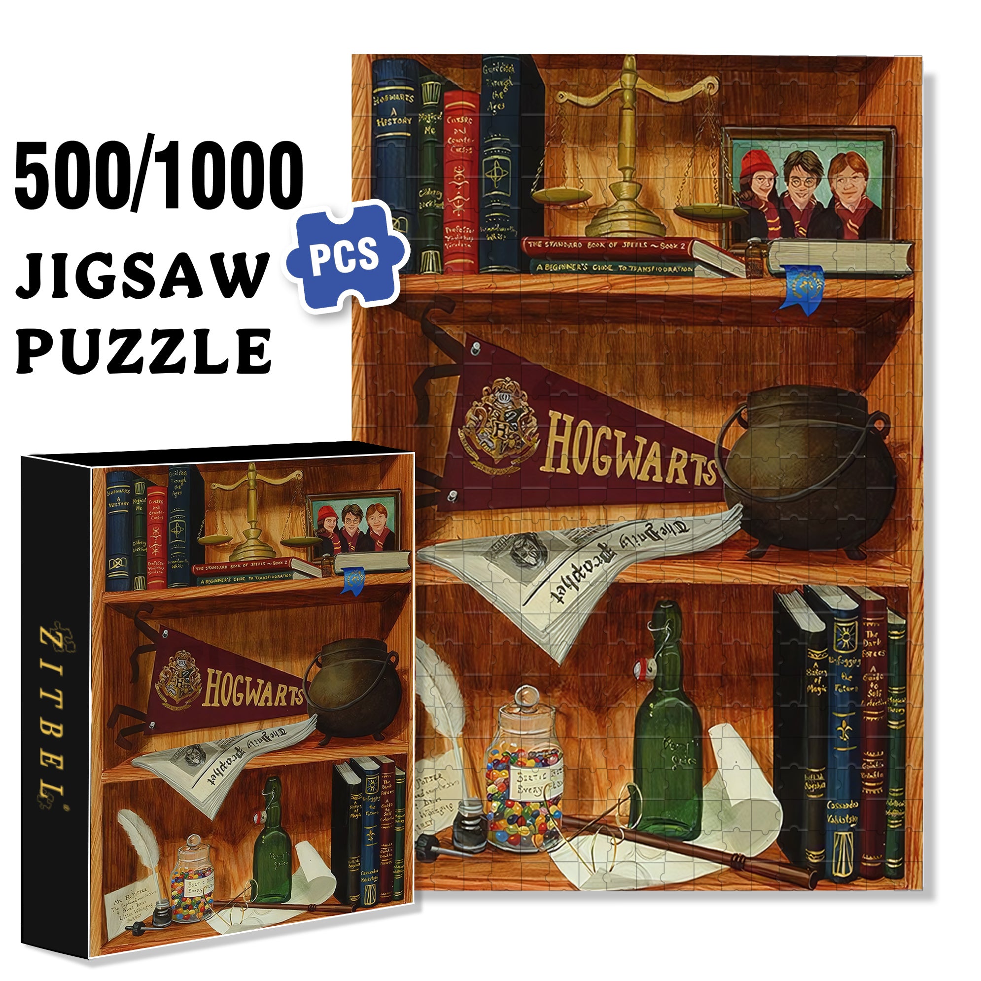 Fanatical Fans 500pcs/1000pcs Jigsaw Puzzle, Scratch-Resistant, Interactive Family Game & Brain-Boosting DIY Decor, Perfect for Halloween, Christmas & New Year Gifts, Family Puzzle Game