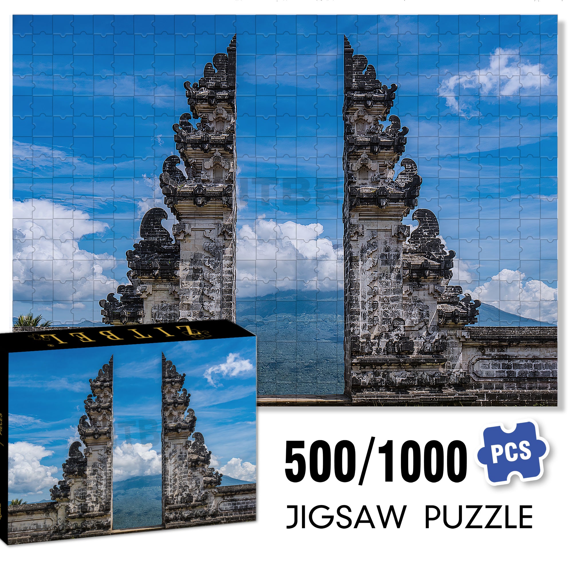 Gate of Heaven at Lempuyang Temple in Bali 500pcs/1000pcs Jigsaw Puzzle, Scratch-Resistant, Interactive Family Game & Brain-Boosting DIY Decor, Perfect for Halloween, Christmas & New Year Gifts, Family Puzzle Game