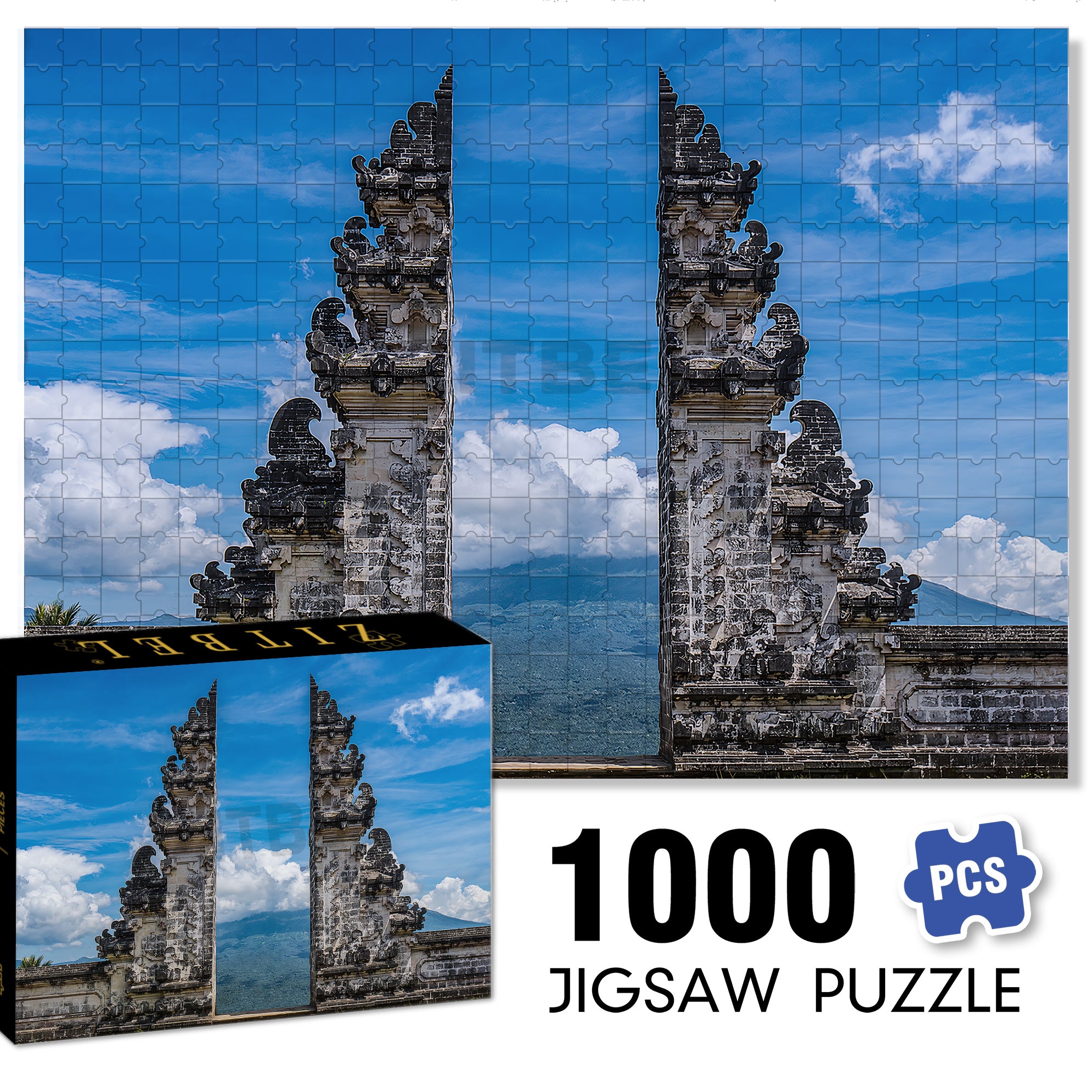 Gate of Heaven at Lempuyang Temple in Bali 500pcs/1000pcs Jigsaw Puzzle, Scratch-Resistant, Interactive Family Game & Brain-Boosting DIY Decor, Perfect for Halloween, Christmas & New Year Gifts, Family Puzzle Game