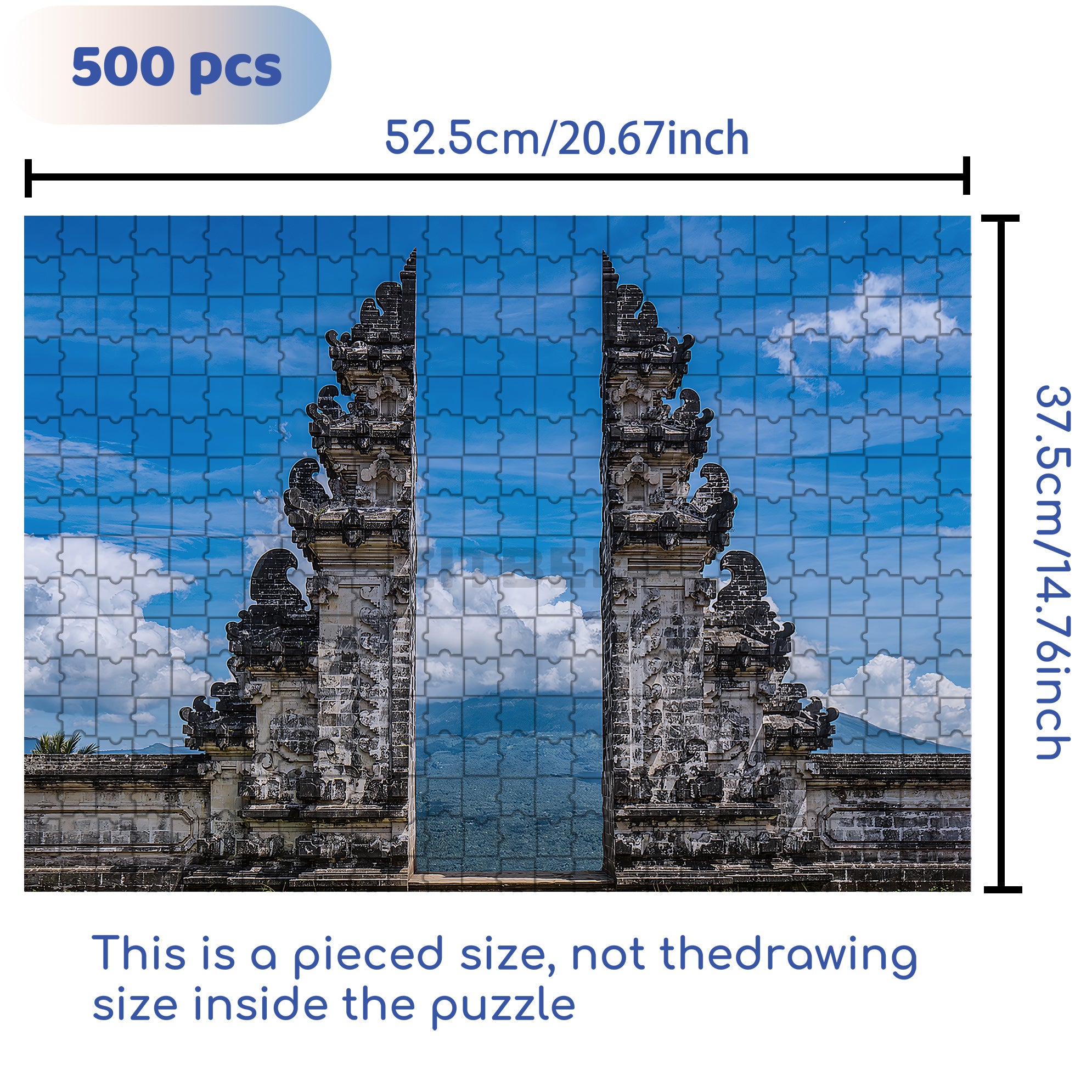 Gate of Heaven at Lempuyang Temple in Bali 500pcs/1000pcs Jigsaw Puzzle, Scratch-Resistant, Interactive Family Game & Brain-Boosting DIY Decor, Perfect for Halloween, Christmas & New Year Gifts, Family Puzzle Game