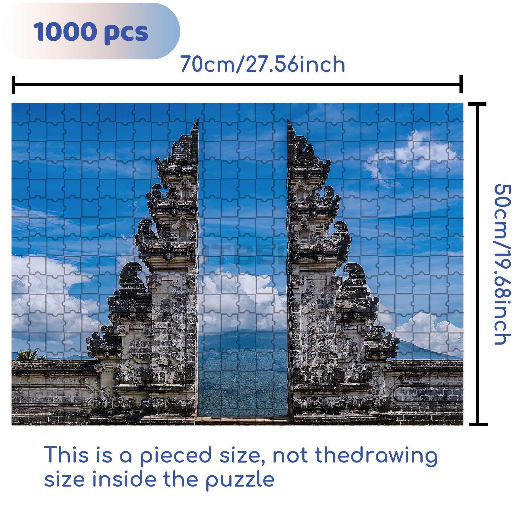 Gate of Heaven at Lempuyang Temple in Bali 500pcs/1000pcs Jigsaw Puzzle, Scratch-Resistant, Interactive Family Game & Brain-Boosting DIY Decor, Perfect for Halloween, Christmas & New Year Gifts, Family Puzzle Game