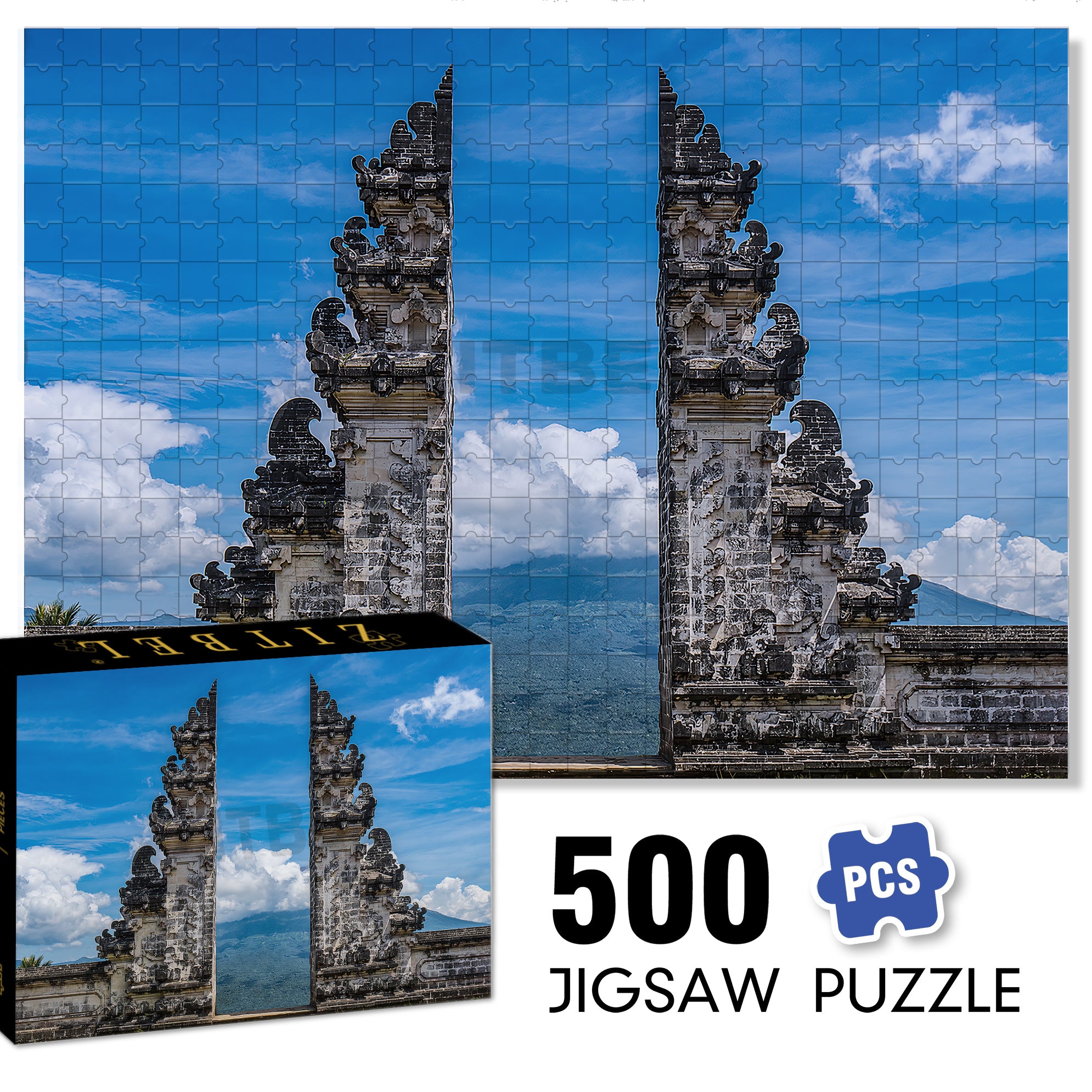 Gate of Heaven at Lempuyang Temple in Bali 500pcs/1000pcs Jigsaw Puzzle, Scratch-Resistant, Interactive Family Game & Brain-Boosting DIY Decor, Perfect for Halloween, Christmas & New Year Gifts, Family Puzzle Game