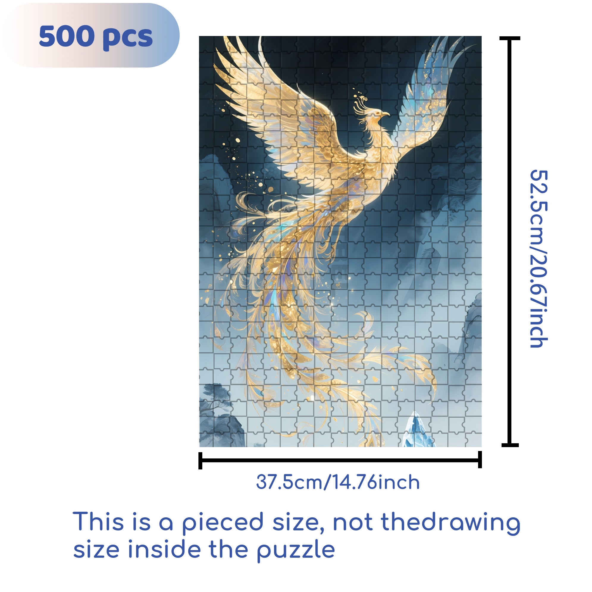 Golden Phoenix 500pcs/1000pcs Jigsaw Puzzle, Scratch-Resistant, Interactive Family Game & Brain-Boosting DIY Decor, Perfect for Halloween, Christmas & New Year Gifts, Family Puzzle Game