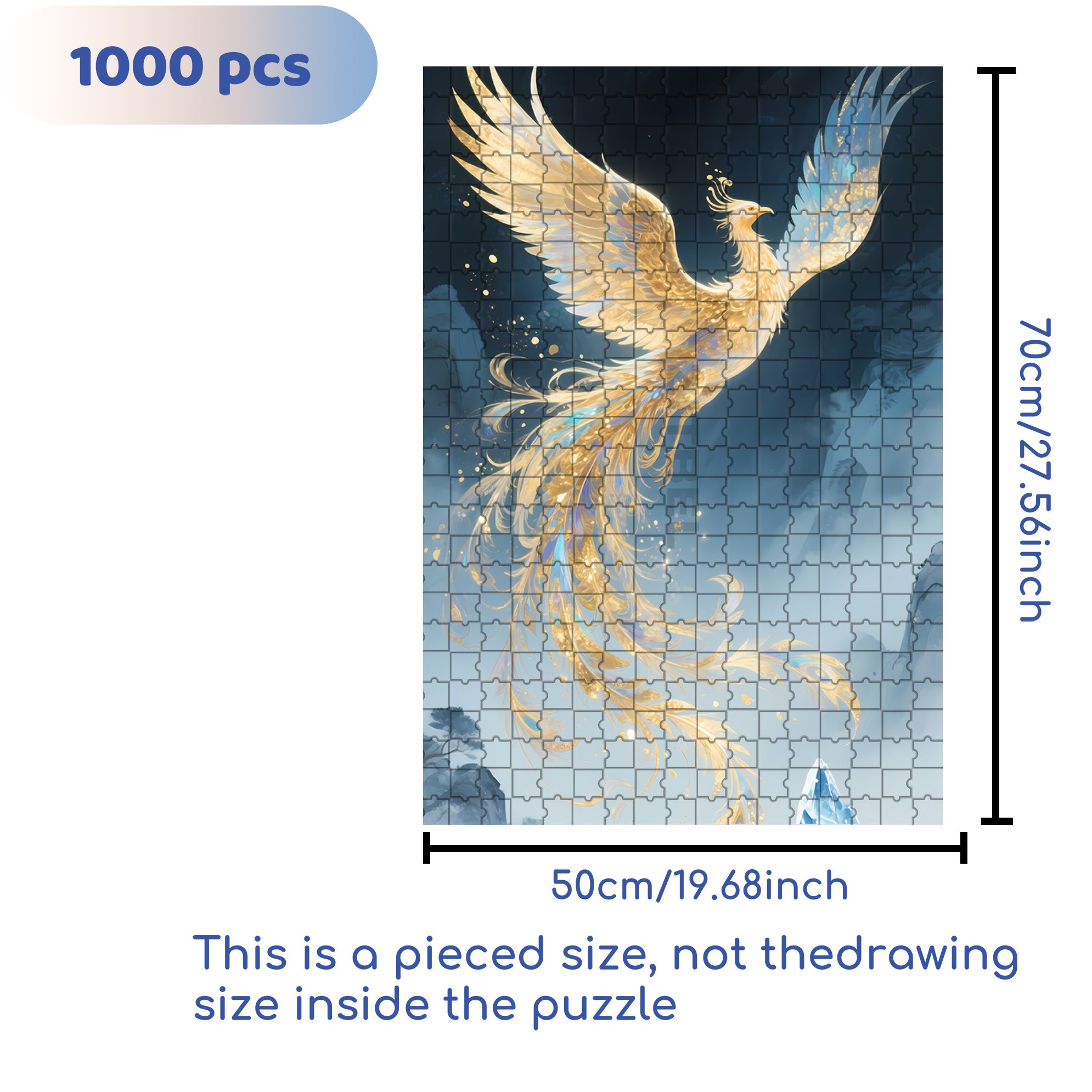 Golden Phoenix 500pcs/1000pcs Jigsaw Puzzle, Scratch-Resistant, Interactive Family Game & Brain-Boosting DIY Decor, Perfect for Halloween, Christmas & New Year Gifts, Family Puzzle Game