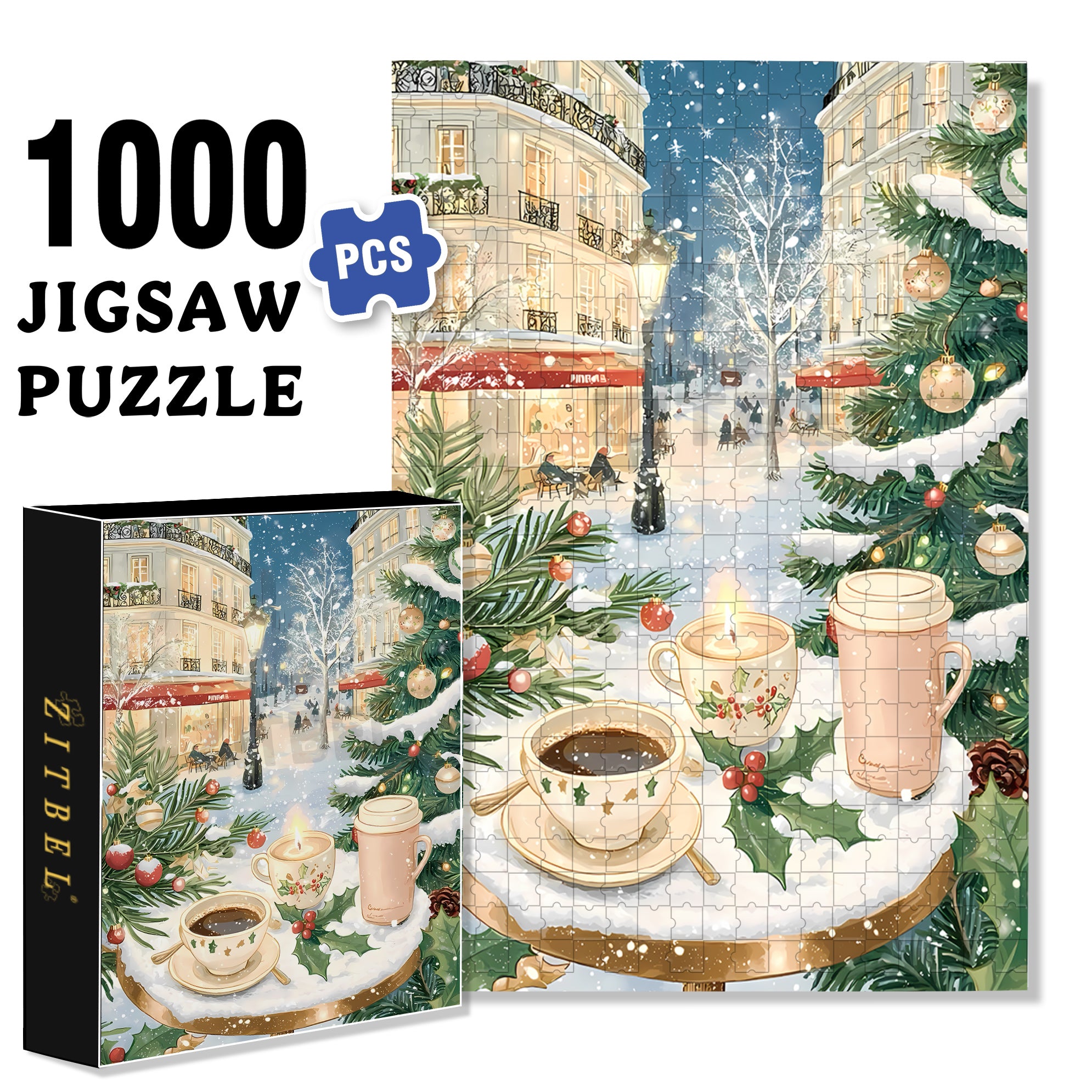 Hot Coffee 500pcs/1000pcs Jigsaw Puzzle, Scratch-Resistant, Interactive Family Game & Brain-Boosting DIY Decor, Perfect for Halloween, Christmas & New Year Gifts, Family Puzzle Game