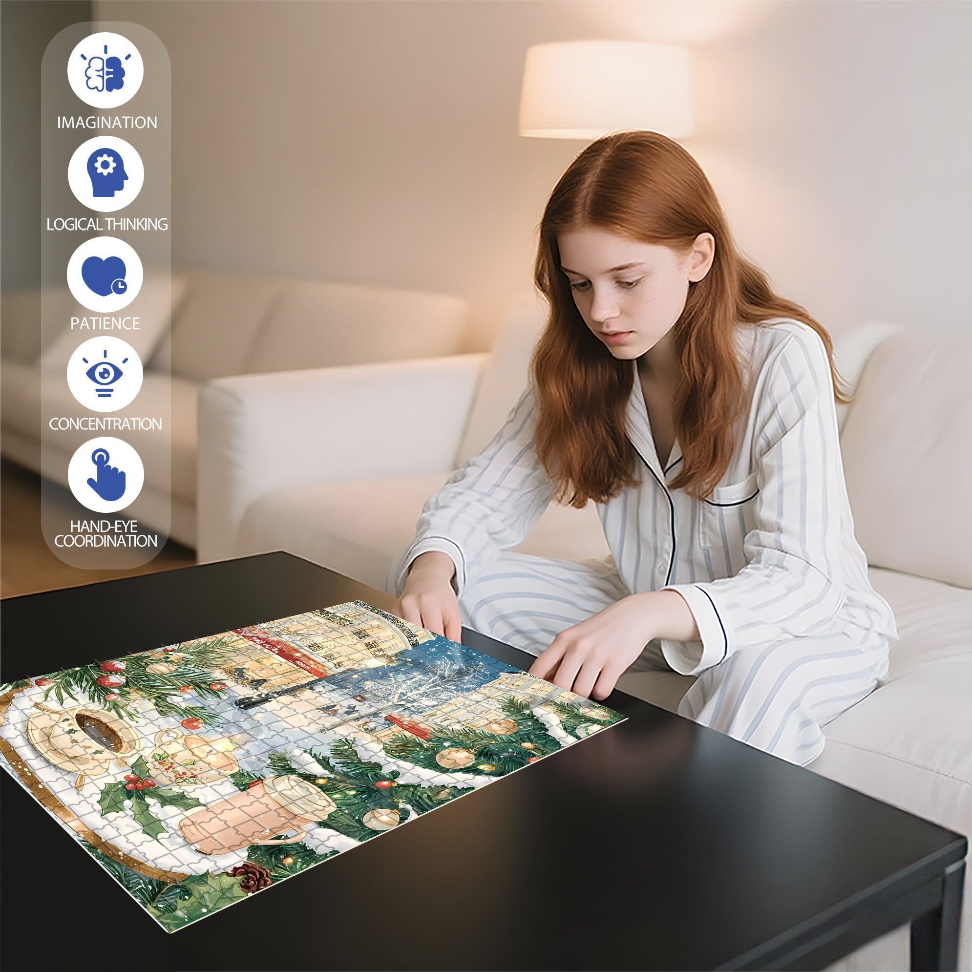 Hot Coffee 500pcs/1000pcs Jigsaw Puzzle, Scratch-Resistant, Interactive Family Game & Brain-Boosting DIY Decor, Perfect for Halloween, Christmas & New Year Gifts, Family Puzzle Game