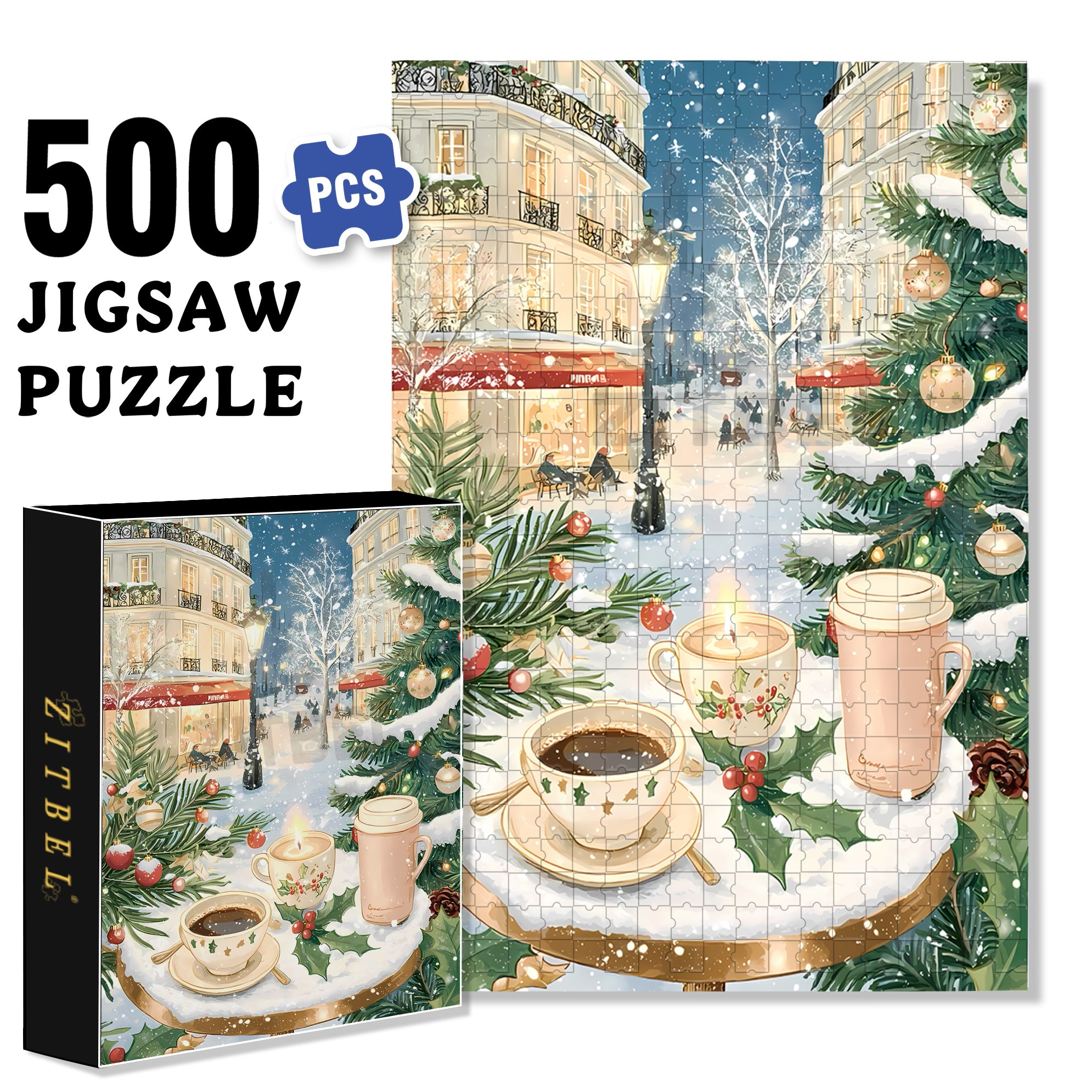 Hot Coffee 500pcs/1000pcs Jigsaw Puzzle, Scratch-Resistant, Interactive Family Game & Brain-Boosting DIY Decor, Perfect for Halloween, Christmas & New Year Gifts, Family Puzzle Game