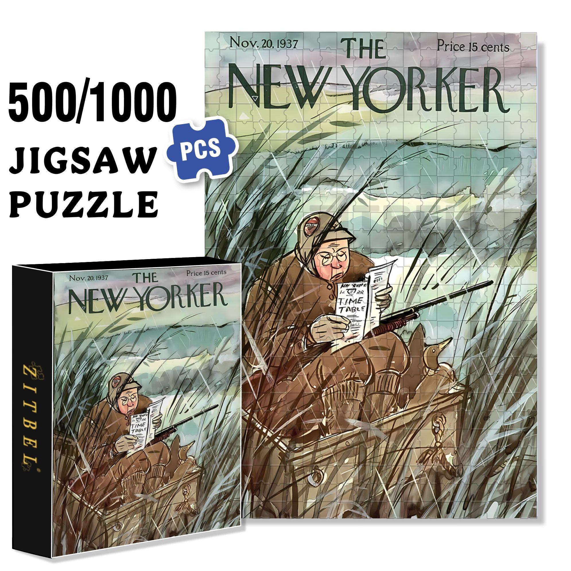 In The Newspaper 500pcs/1000pcs Jigsaw Puzzle, Scratch-Resistant, Interactive Family Game & Brain-Boosting DIY Decor, Perfect for Halloween, Christmas & New Year Gifts, Family Puzzle Game