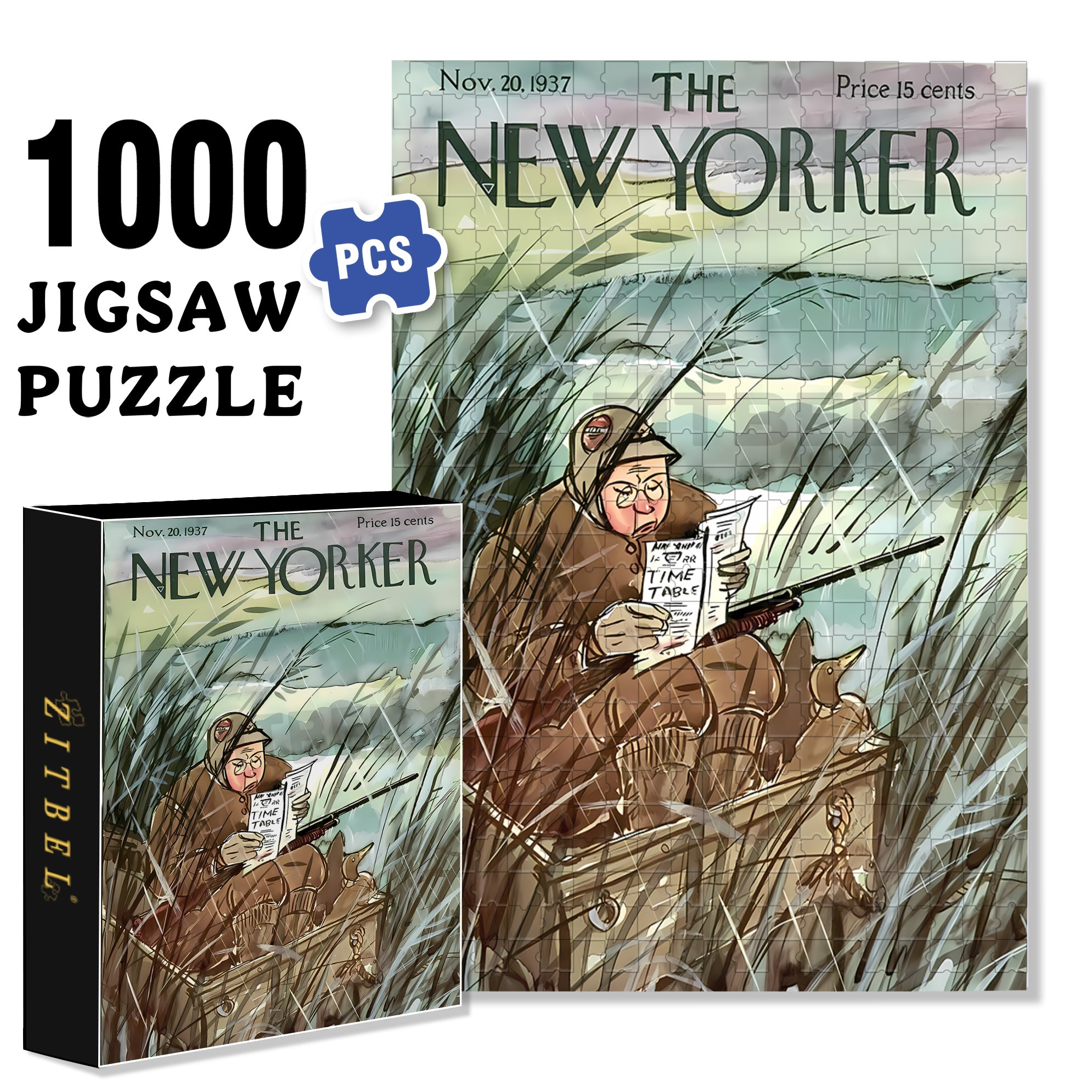 In The Newspaper 500pcs/1000pcs Jigsaw Puzzle, Scratch-Resistant, Interactive Family Game & Brain-Boosting DIY Decor, Perfect for Halloween, Christmas & New Year Gifts, Family Puzzle Game