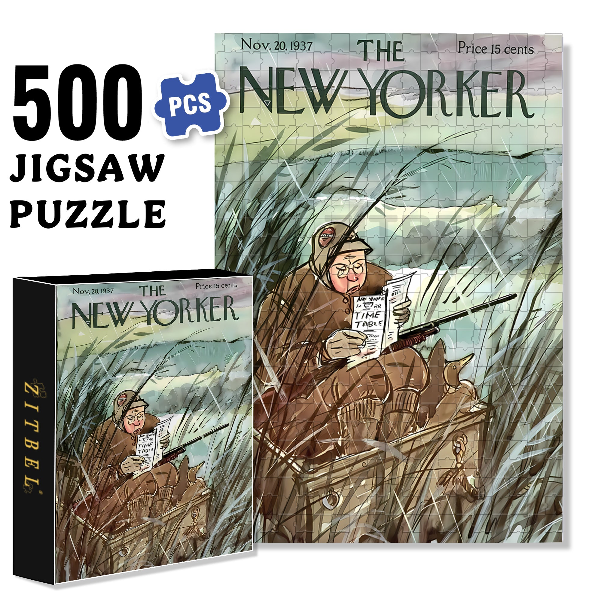 In The Newspaper 500pcs/1000pcs Jigsaw Puzzle, Scratch-Resistant, Interactive Family Game & Brain-Boosting DIY Decor, Perfect for Halloween, Christmas & New Year Gifts, Family Puzzle Game