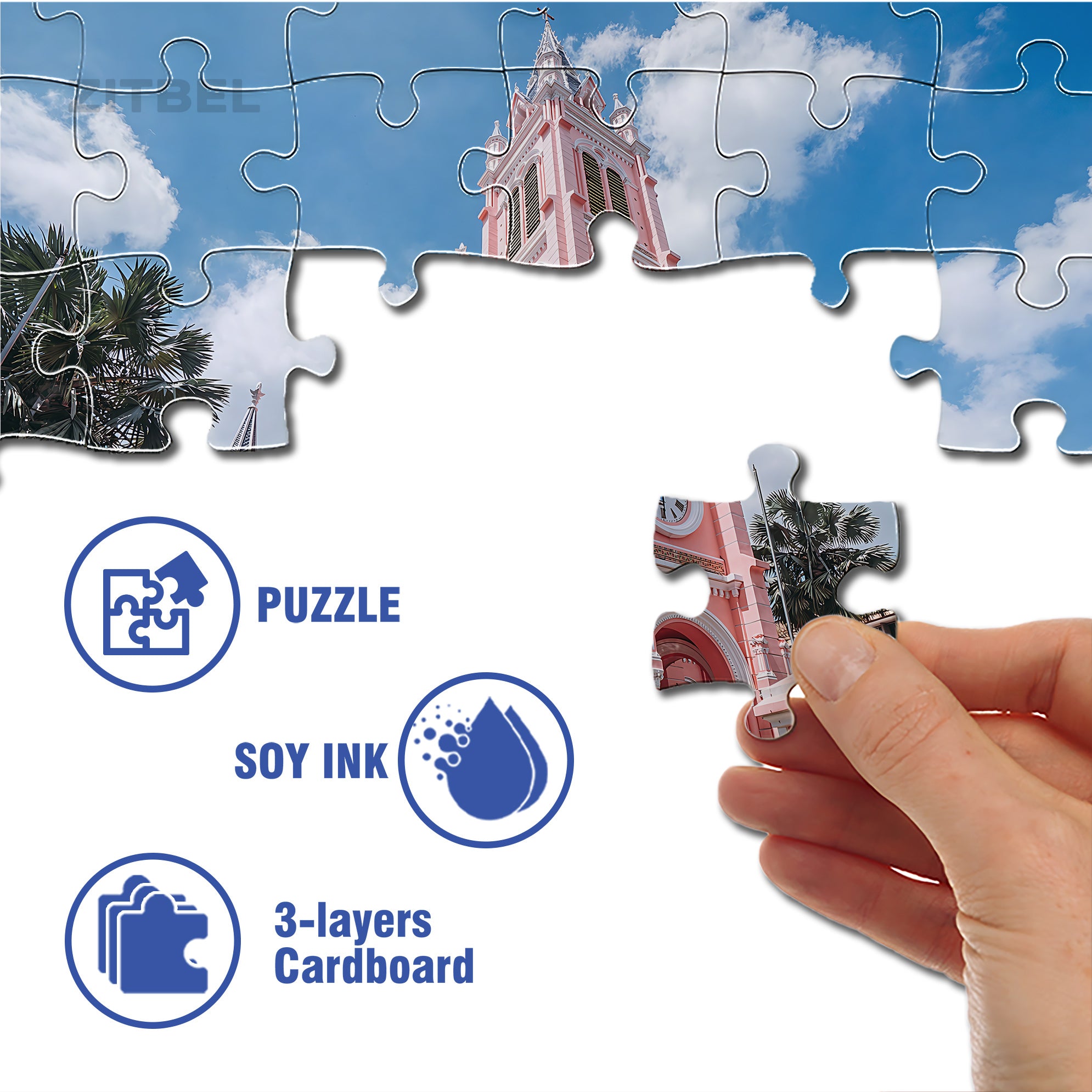 Notre Dame Cathedral in Ho Chi Minh City 500pcs/1000pcs Jigsaw Puzzle, Scratch-Resistant, Interactive Family Game & Brain-Boosting DIY Decor, Perfect for Halloween, Christmas & New Year Gifts, Family Puzzle Game
