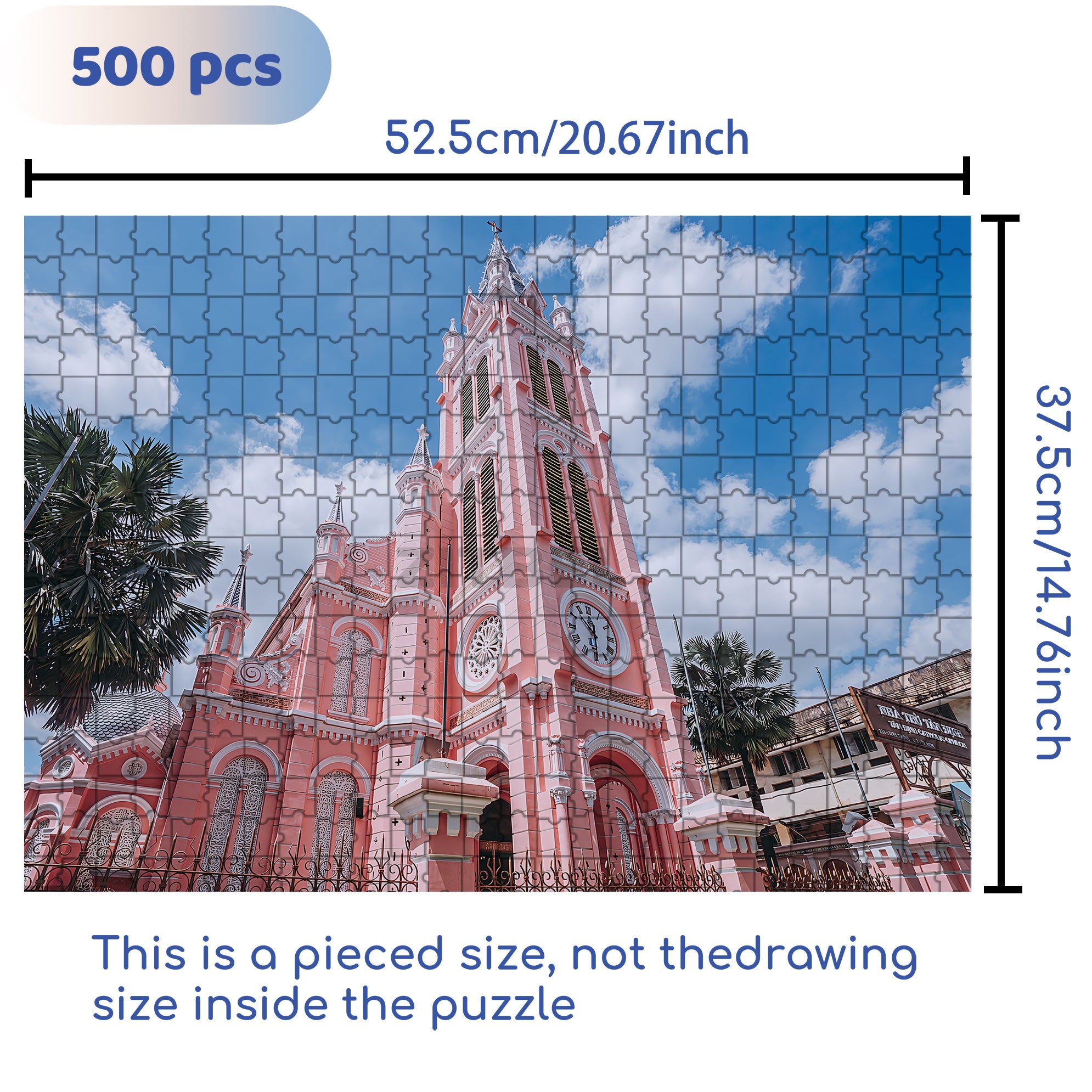 Notre Dame Cathedral in Ho Chi Minh City 500pcs/1000pcs Jigsaw Puzzle, Scratch-Resistant, Interactive Family Game & Brain-Boosting DIY Decor, Perfect for Halloween, Christmas & New Year Gifts, Family Puzzle Game