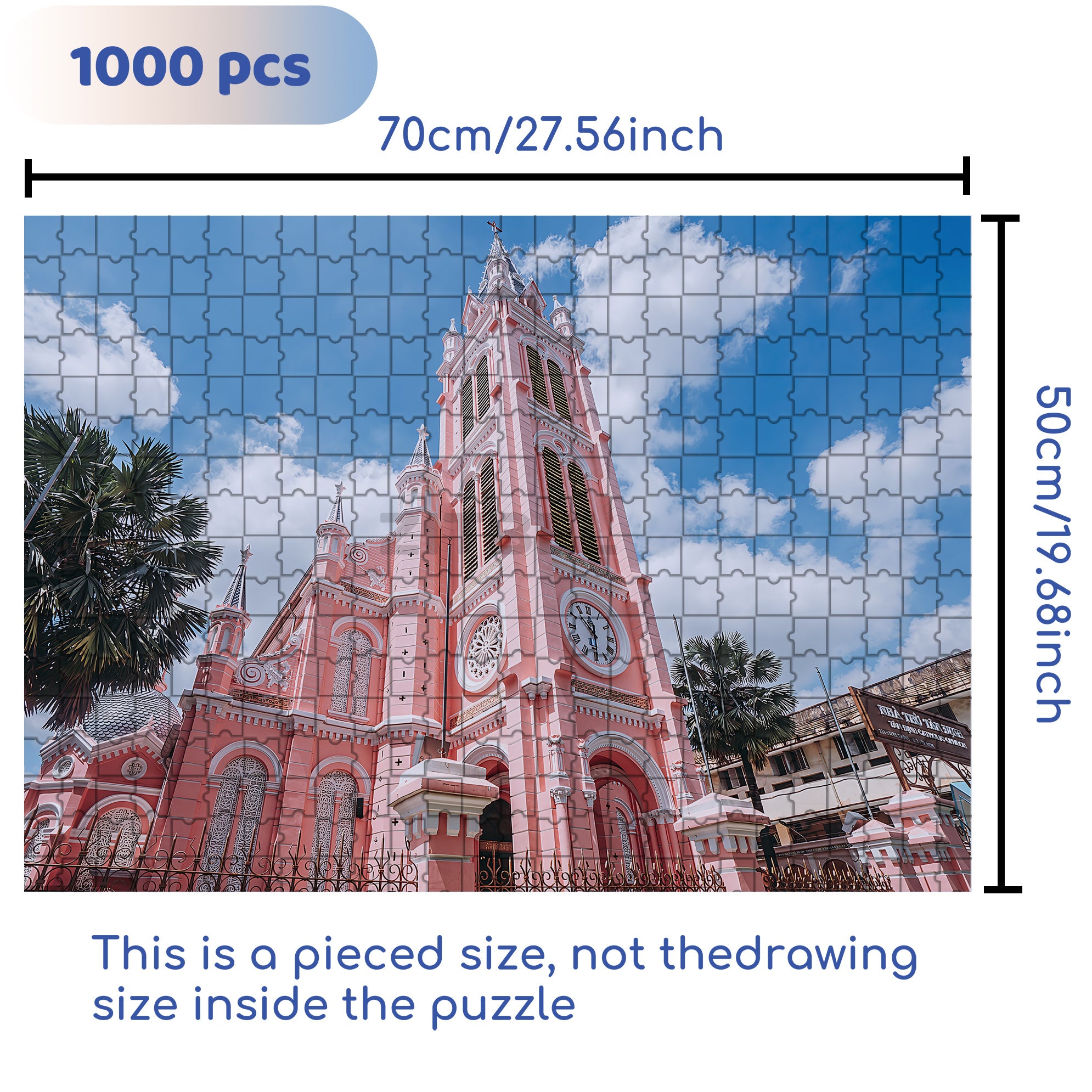 Notre Dame Cathedral in Ho Chi Minh City 500pcs/1000pcs Jigsaw Puzzle, Scratch-Resistant, Interactive Family Game & Brain-Boosting DIY Decor, Perfect for Halloween, Christmas & New Year Gifts, Family Puzzle Game