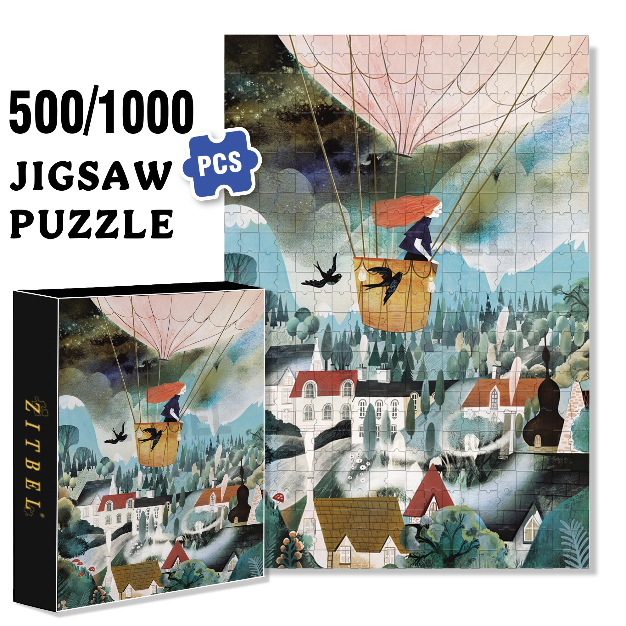 On a Voyage 500pcs/1000pcs Jigsaw Puzzle, Scratch-Resistant, Interactive Family Game & Brain-Boosting DIY Decor, Perfect for Halloween, Christmas & New Year Gifts, Family Puzzle Game