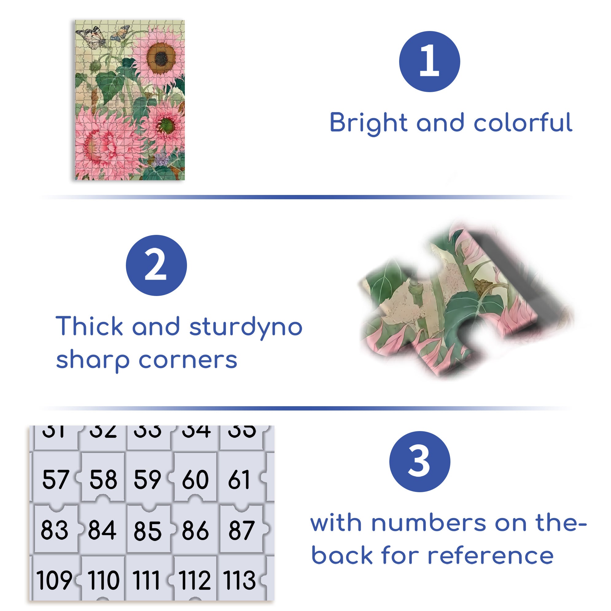 Pink Sunflower 500pcs/1000pcs Jigsaw Puzzle, Scratch-Resistant, Interactive Family Game & Brain-Boosting DIY Decor, Perfect for Halloween, Christmas & New Year Gifts, Family Puzzle Game