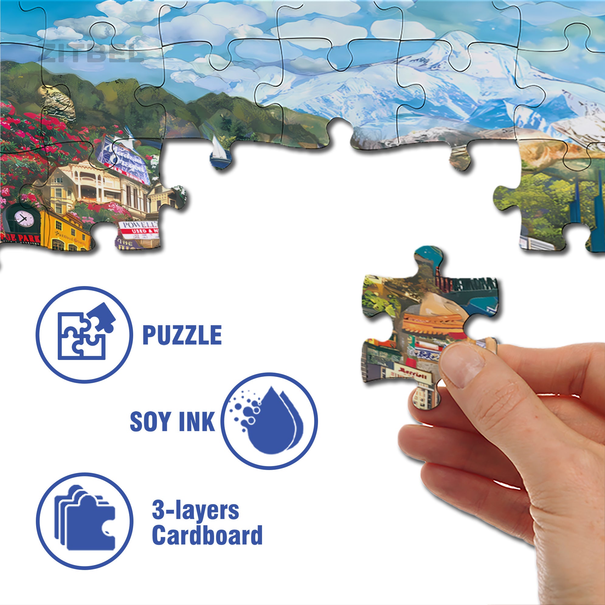 Portland Cityscape  500pcs/1000pcs Jigsaw Puzzle, Scratch-Resistant, Interactive Family Game & Brain-Boosting DIY Decor, Perfect for Halloween, Christmas & New Year Gifts, Family Puzzle Game