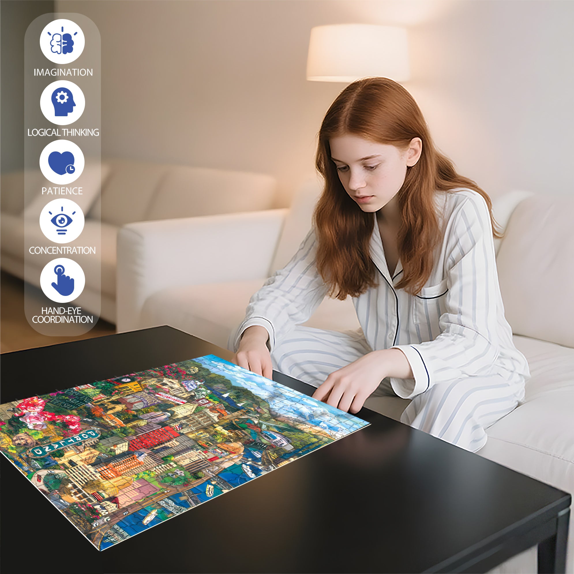 Portland Cityscape  500pcs/1000pcs Jigsaw Puzzle, Scratch-Resistant, Interactive Family Game & Brain-Boosting DIY Decor, Perfect for Halloween, Christmas & New Year Gifts, Family Puzzle Game
