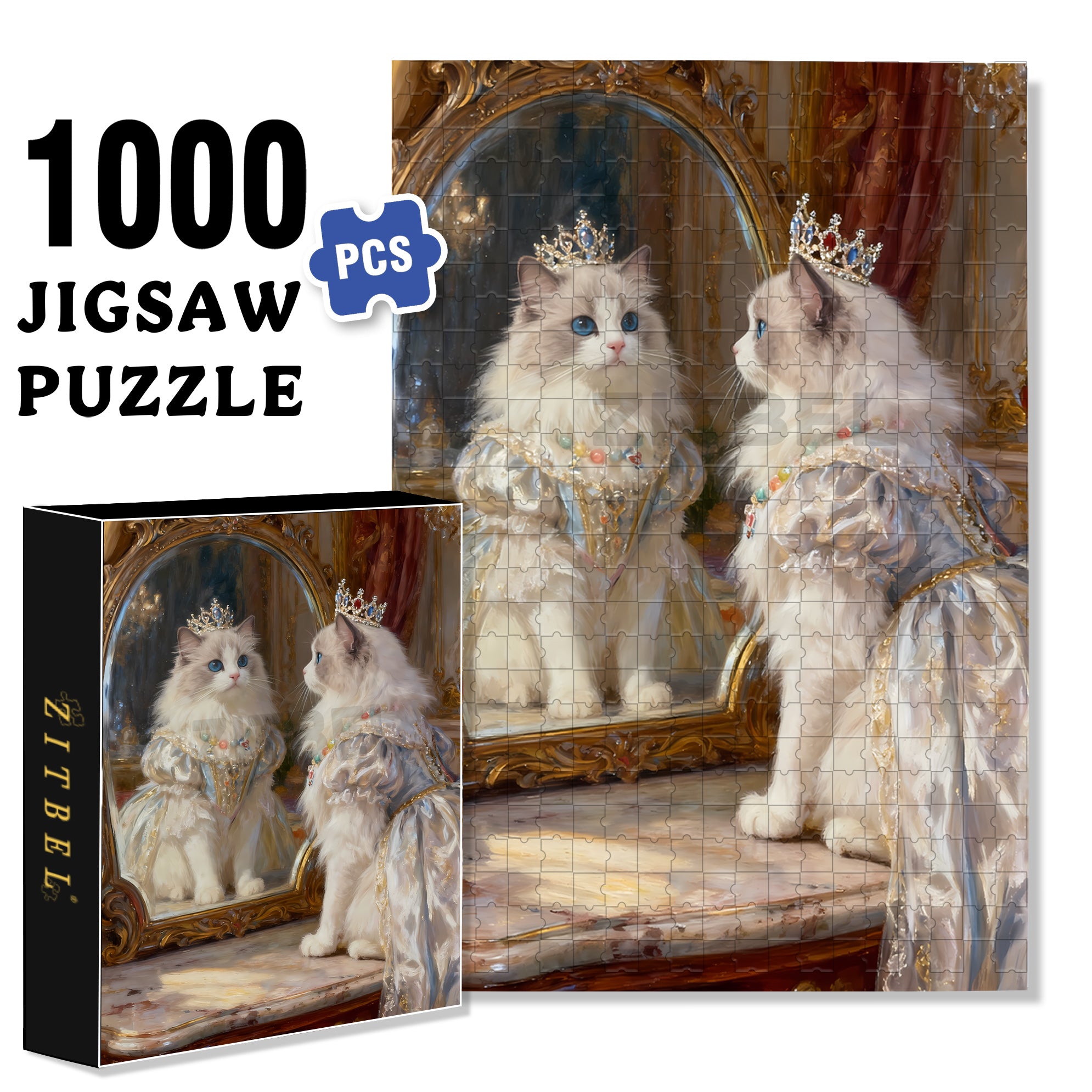 Princess In The Mirror 500pcs/1000pcs Jigsaw Puzzle, Scratch-Resistant, Interactive Family Game & Brain-Boosting DIY Decor, Perfect for Halloween, Christmas & New Year Gifts, Family Puzzle Game